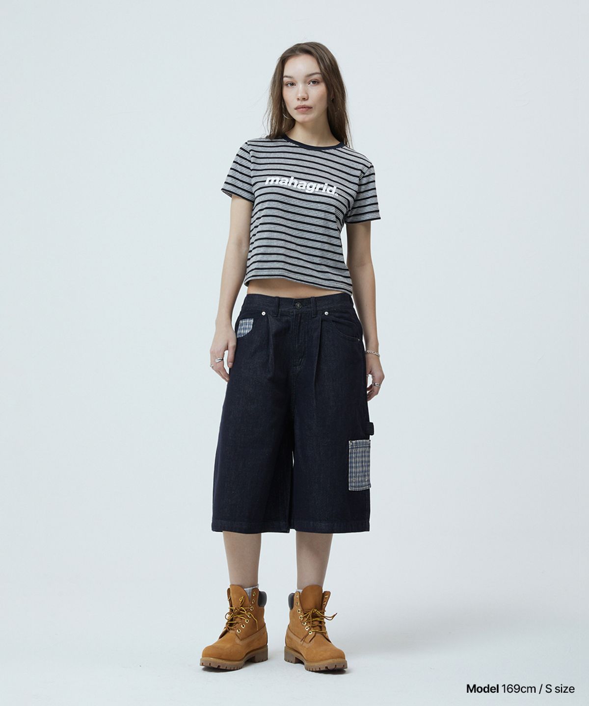 마하그리드(MAHAGRID) BERMUDA CHECK POCKET DENIM SHORT INDIGO(MG2GMMD111A)
