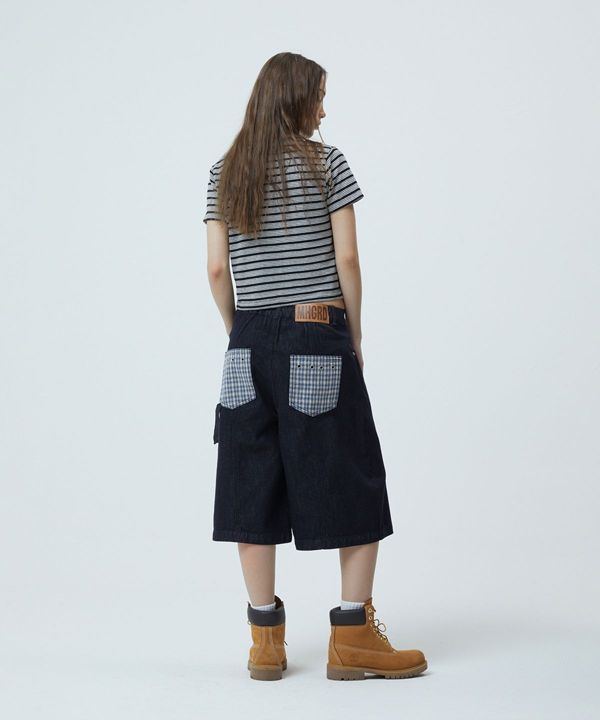 마하그리드(MAHAGRID) BERMUDA CHECK POCKET DENIM SHORT INDIGO(MG2GMMD111A)