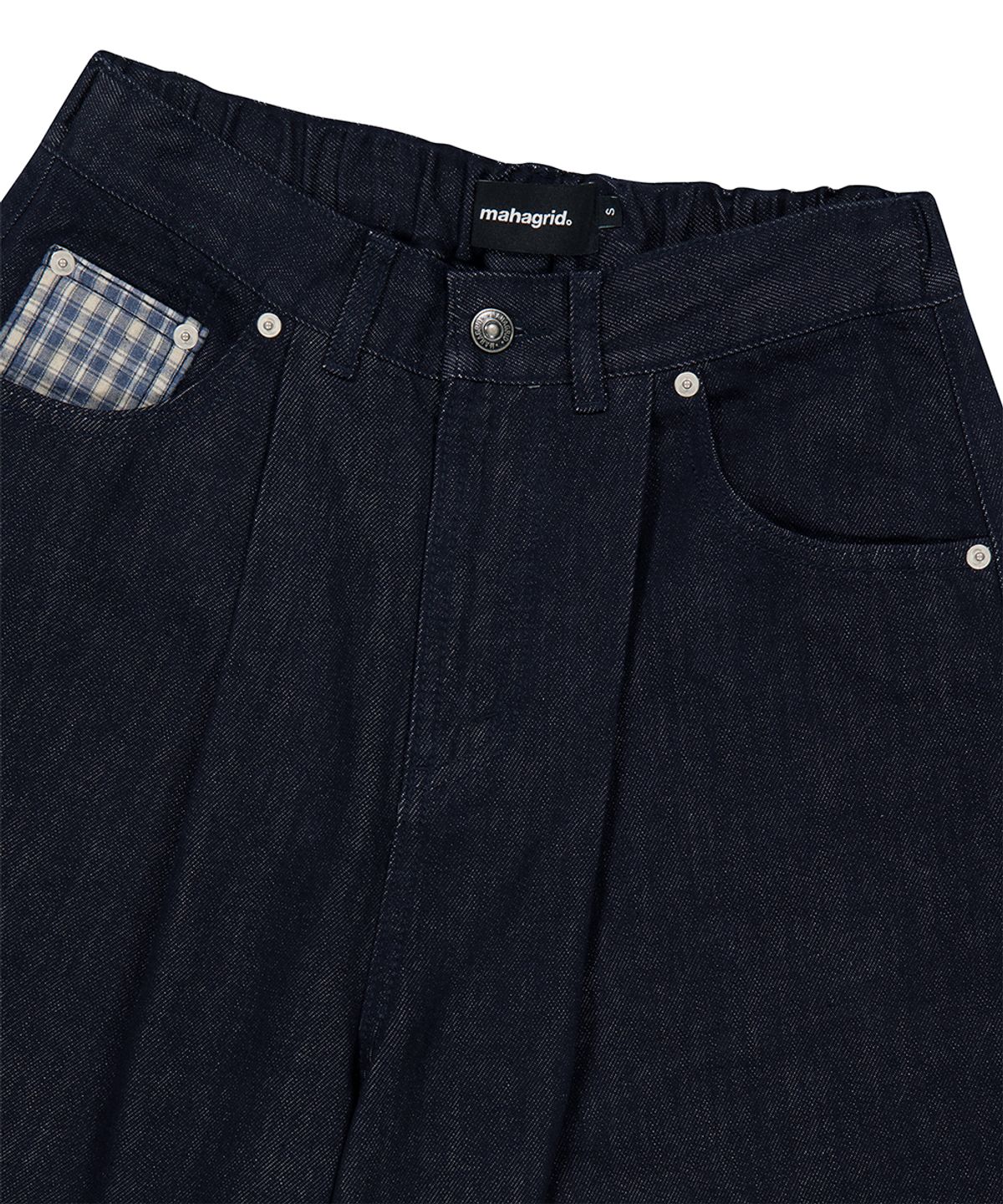마하그리드(MAHAGRID) BERMUDA CHECK POCKET DENIM SHORT INDIGO(MG2GMMD111A)