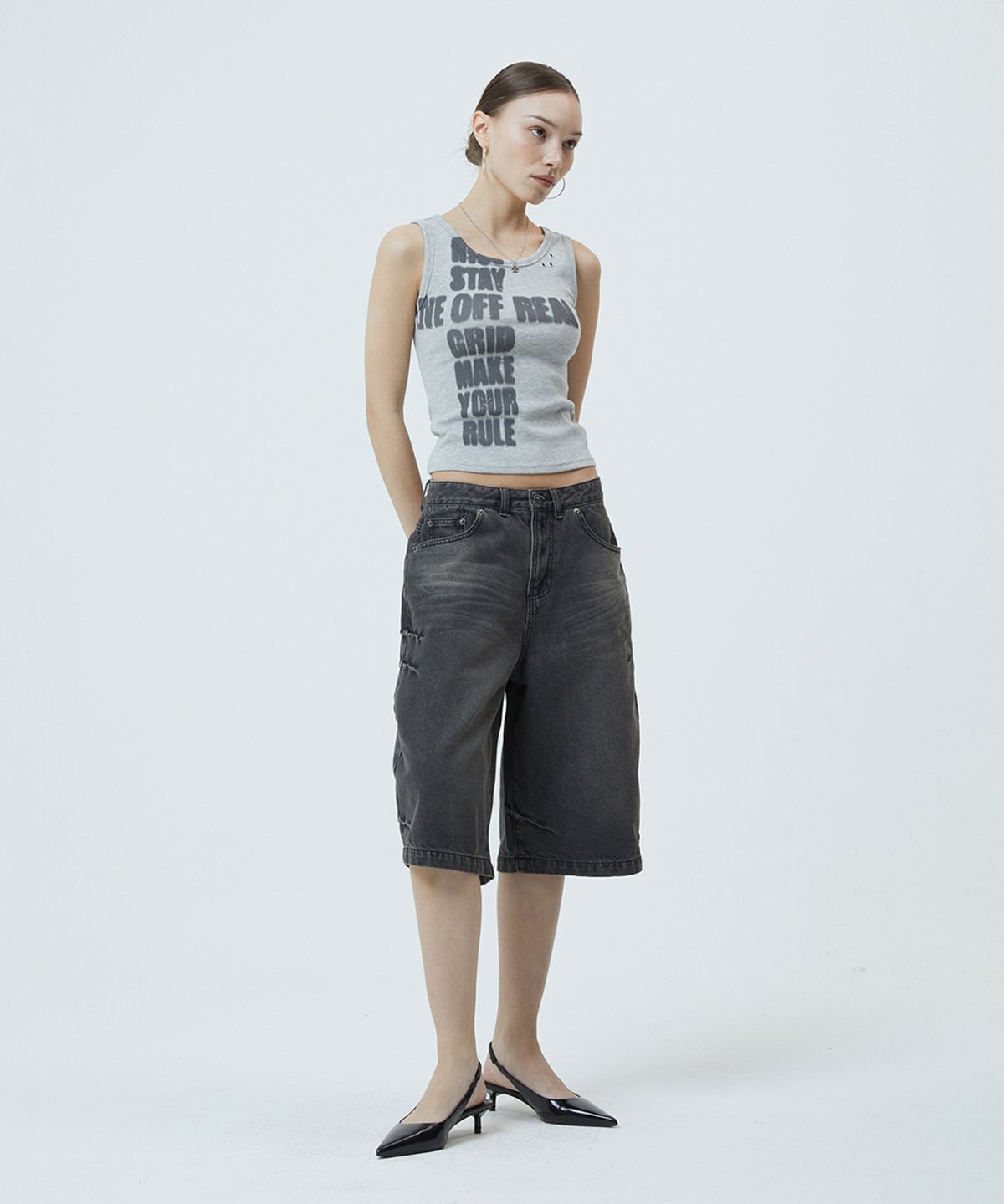 마하그리드(MAHAGRID) BERMUDA DOMINGO DENIM SHORT BLACK(MG2GMMD112A)