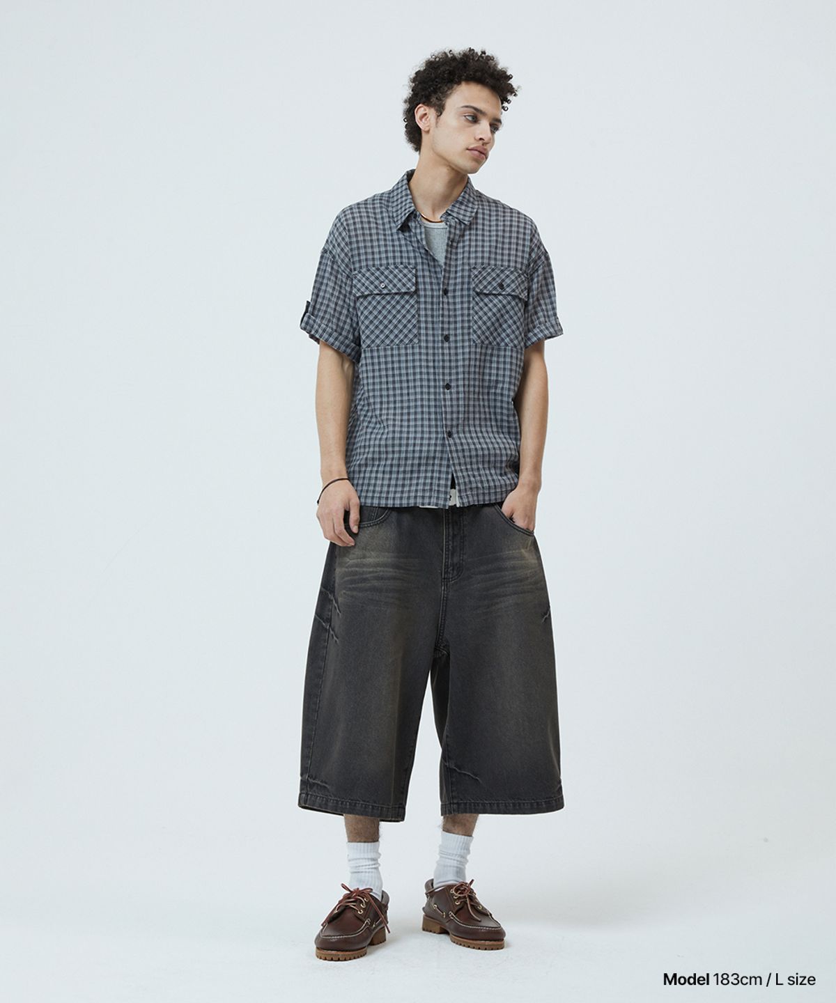 마하그리드(MAHAGRID) BERMUDA DOMINGO DENIM SHORT BLACK(MG2GMMD112A)