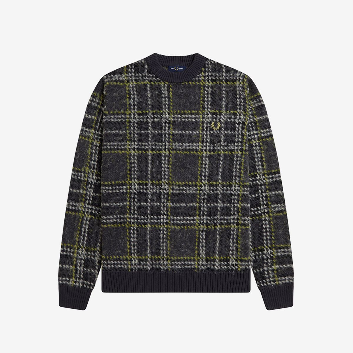 프레드페리(FRED PERRY) [Sharp] 브러시드 타탄 니트 - 앵커 그레이 AFPM2531552-297