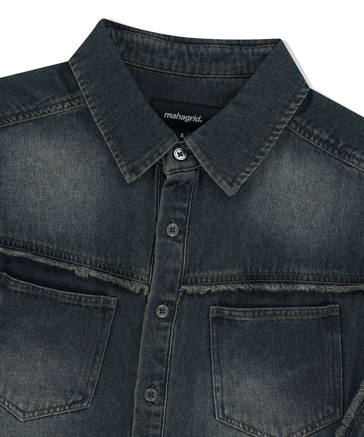 마하그리드(MAHAGRID) DENIM HALF SHIRT BLUE(MG2FMMW345A)
