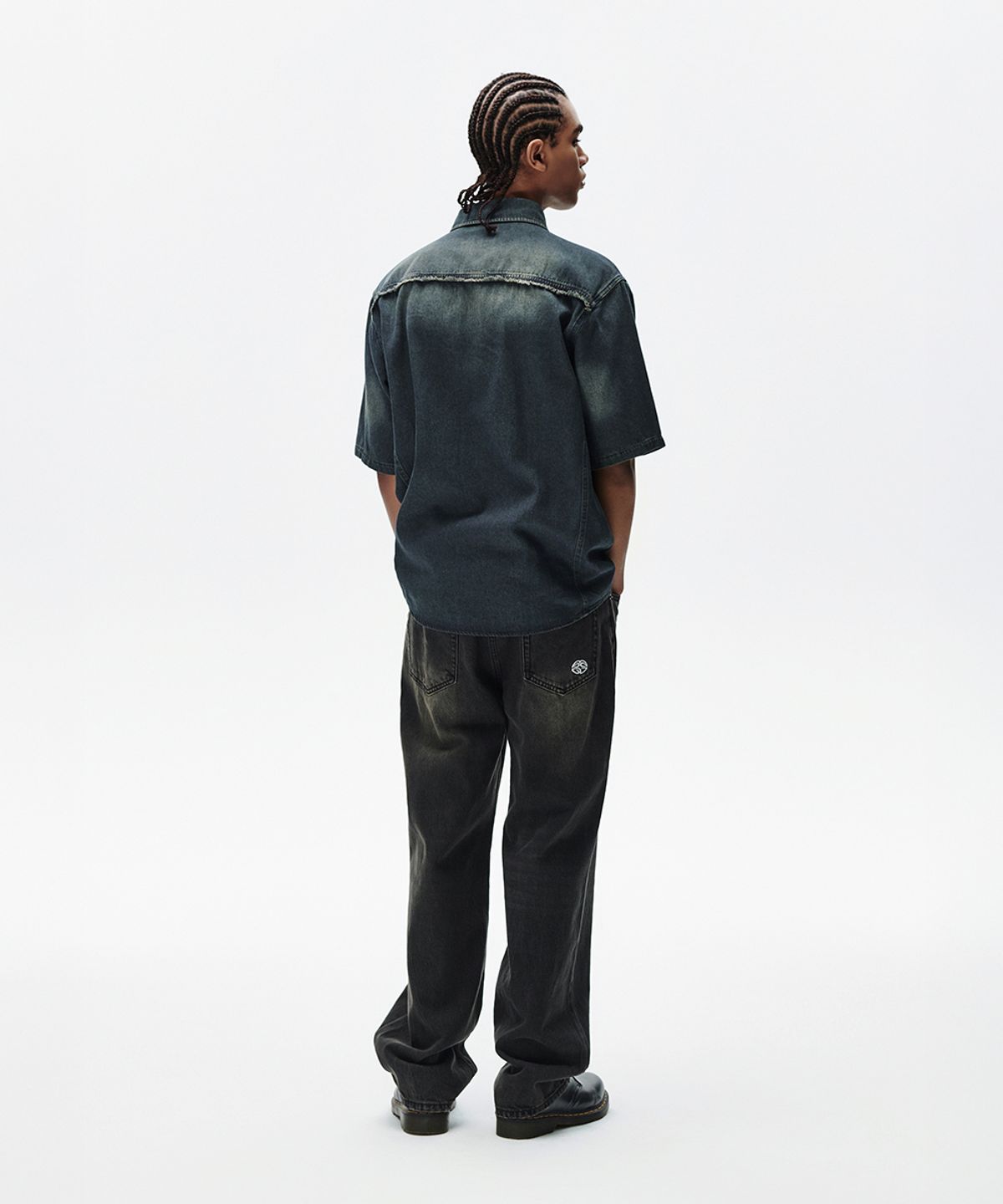 마하그리드(MAHAGRID) DENIM HALF SHIRT BLUE(MG2FMMW345A)