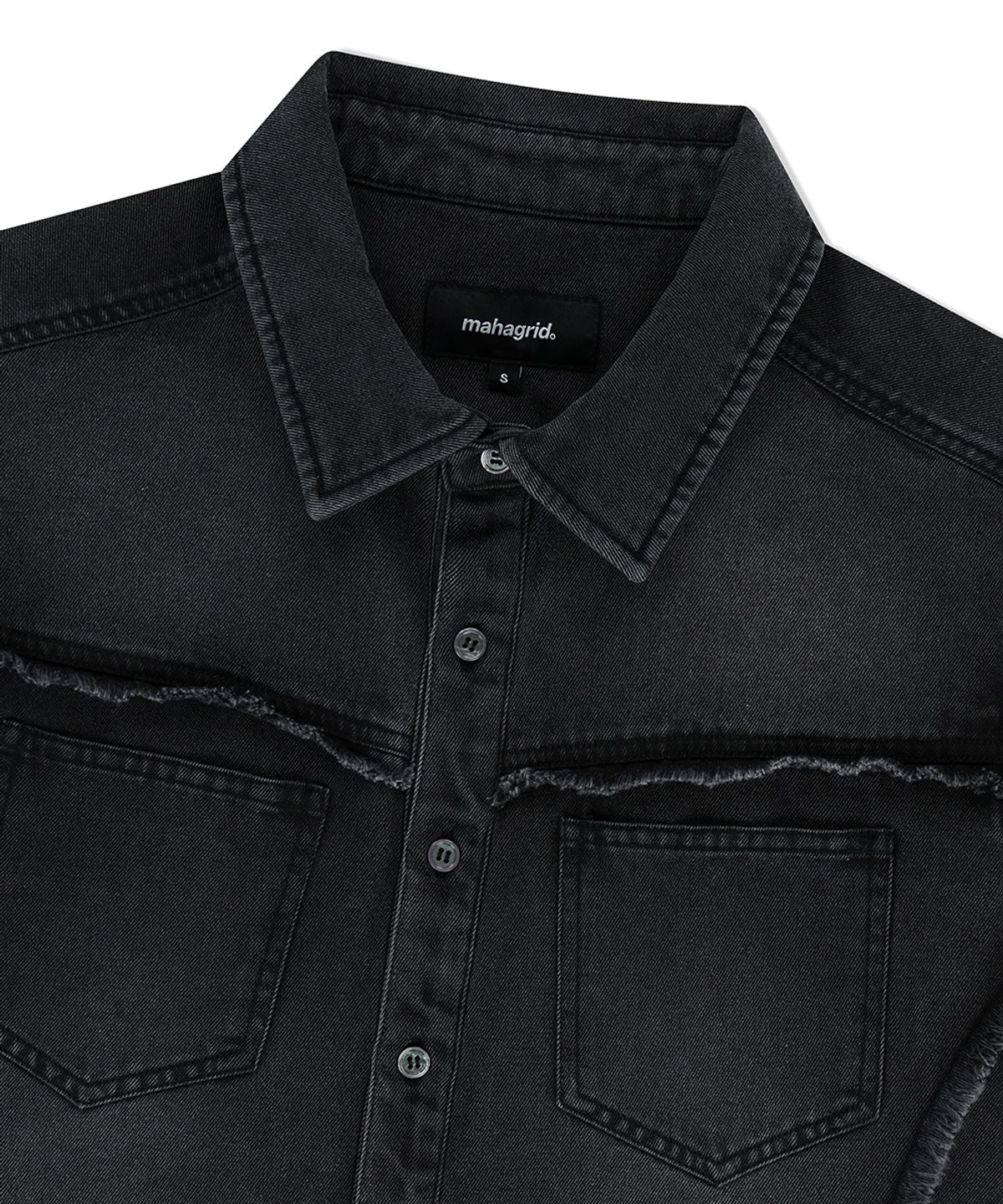 마하그리드(MAHAGRID) DENIM HALF SHIRT BLACK(MG2FMMW345A)