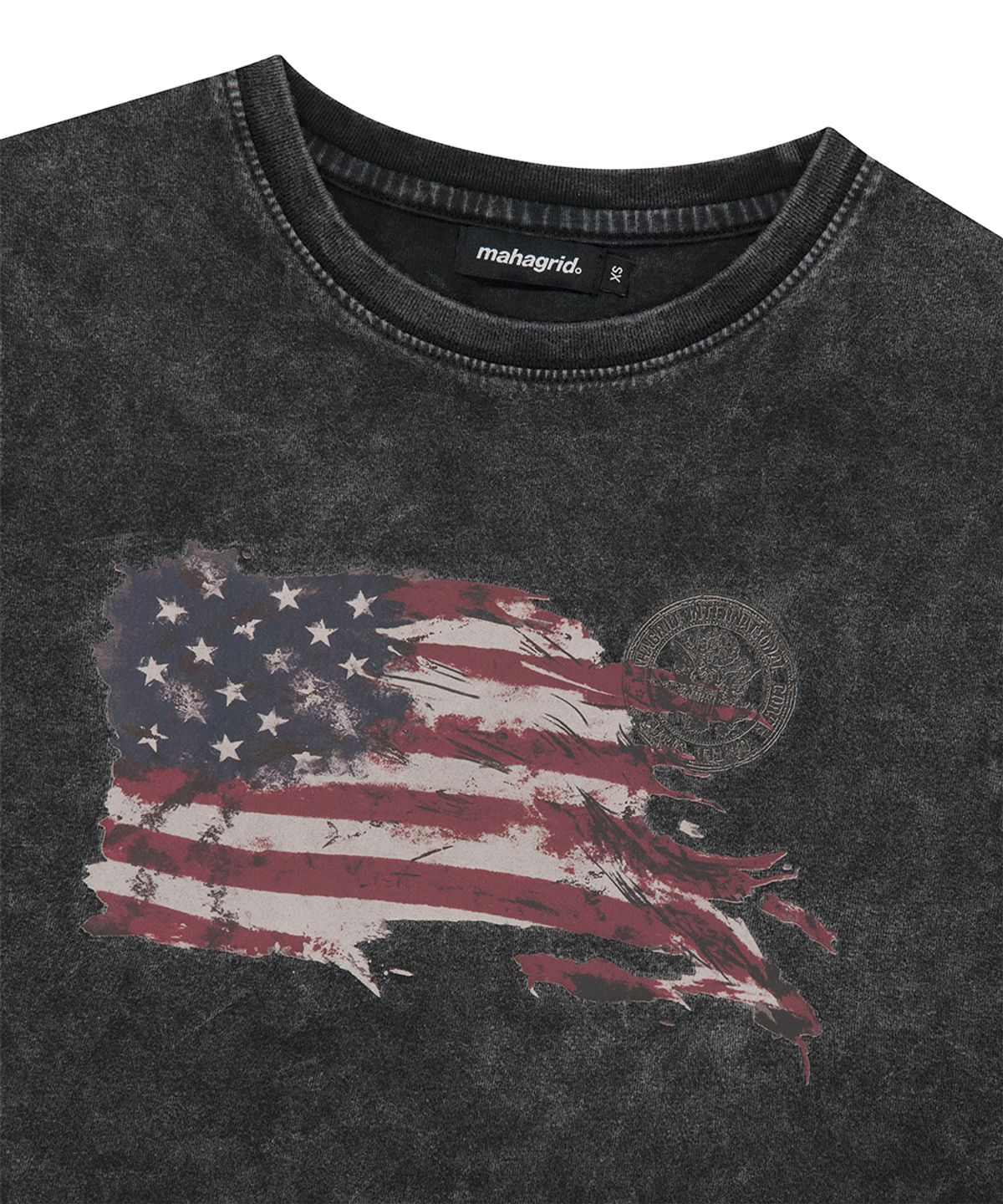 마하그리드(MAHAGRID) WASHED FLAG CROP TEE BLACK(MG2GMFT541A)