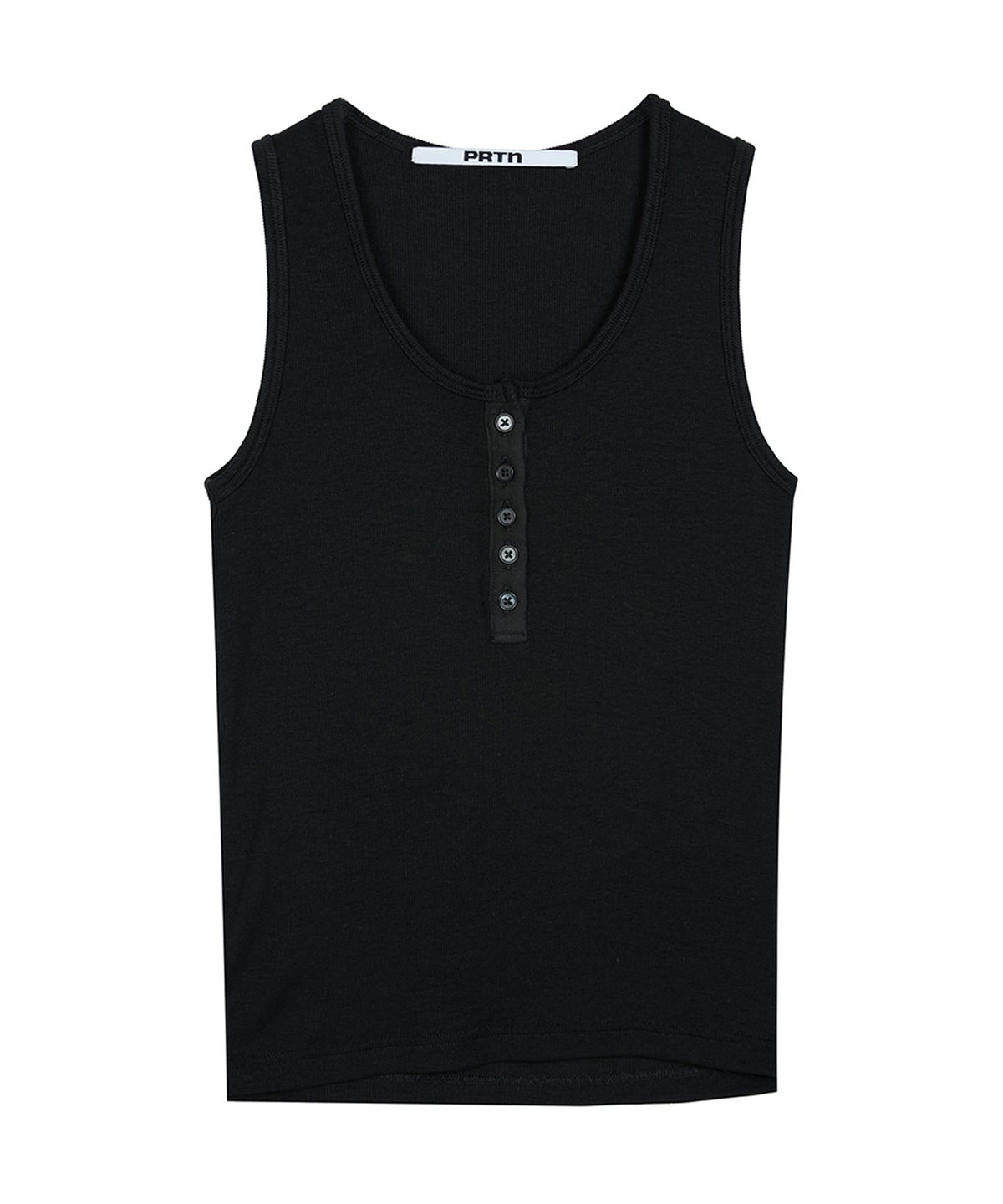 포르테나(PORTERNA) RIBBED BUTTON TANK TOP-BLACK