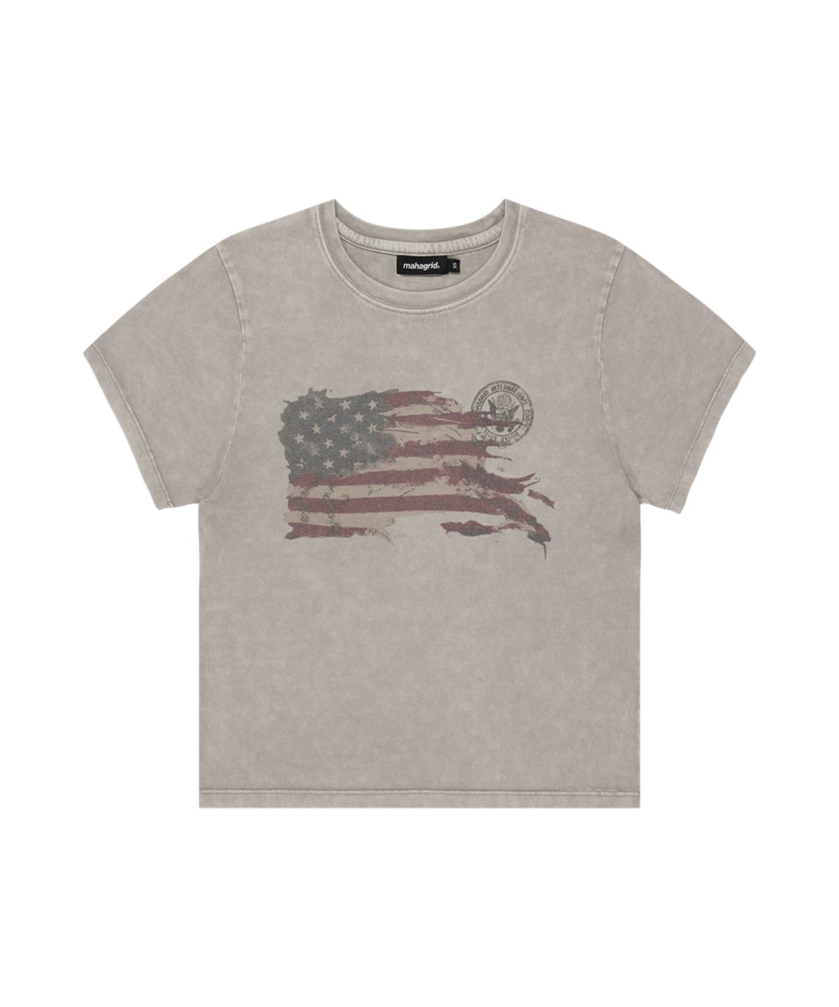 마하그리드(MAHAGRID) WASHED FLAG CROP TEE BEIGE(MG2GMFT541A)