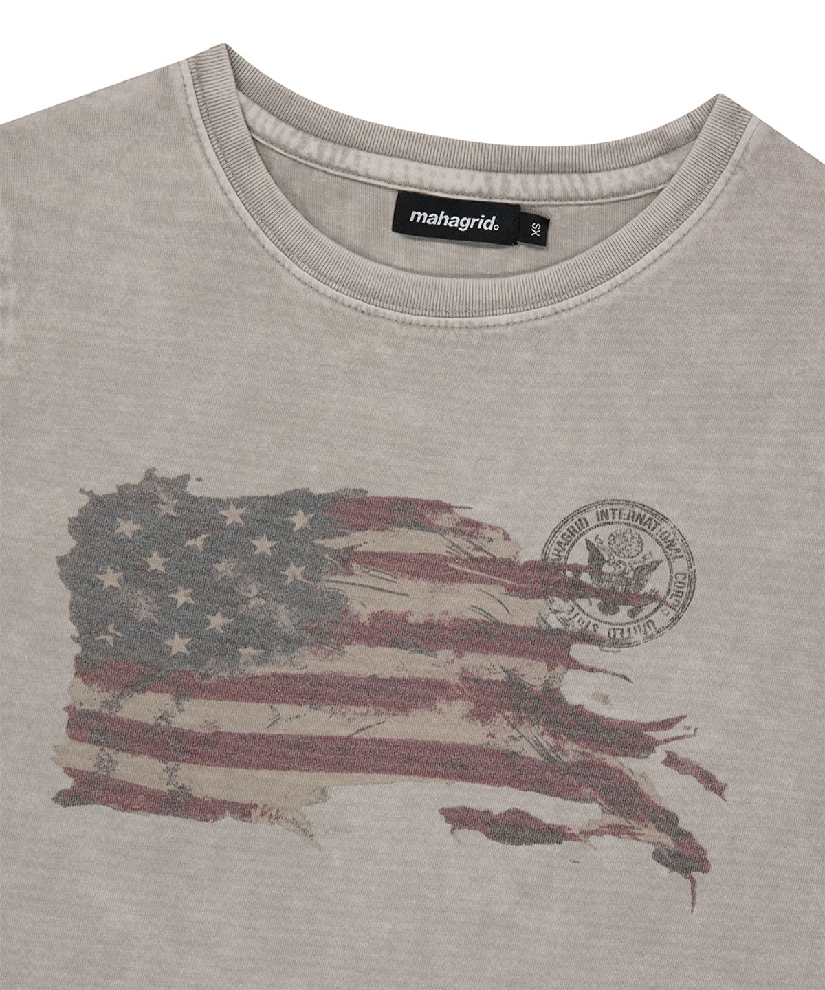 마하그리드(MAHAGRID) WASHED FLAG CROP TEE BEIGE(MG2GMFT541A)