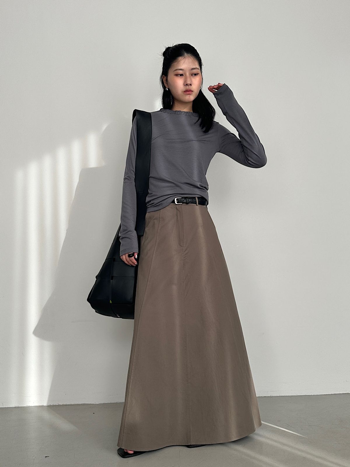 아포엠(APOEM) A-Line Belted Skirt (2C)