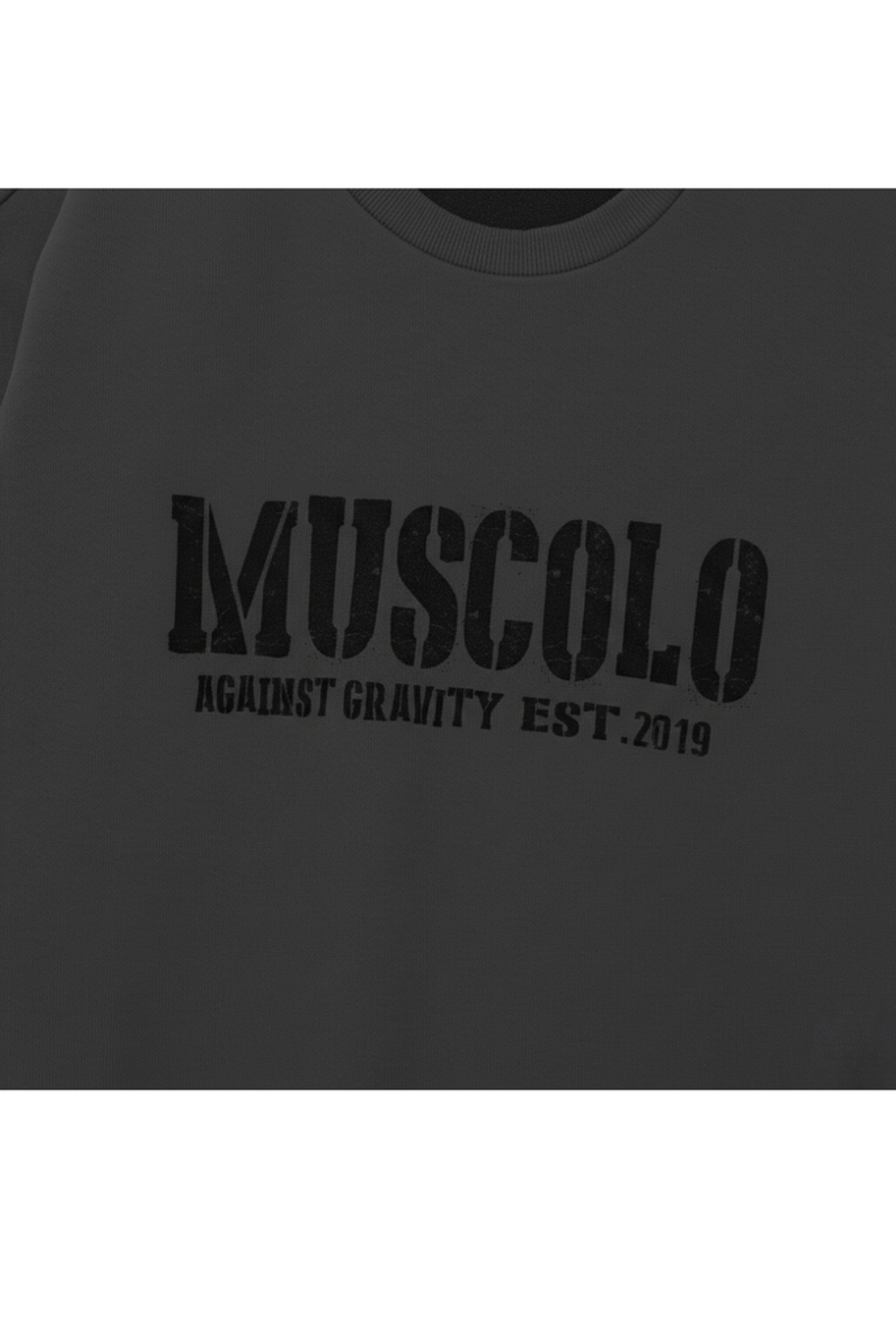 머스콜로(MUSCOLO) 밀리터리 로고 오버핏 맨투맨 - 다크그레이