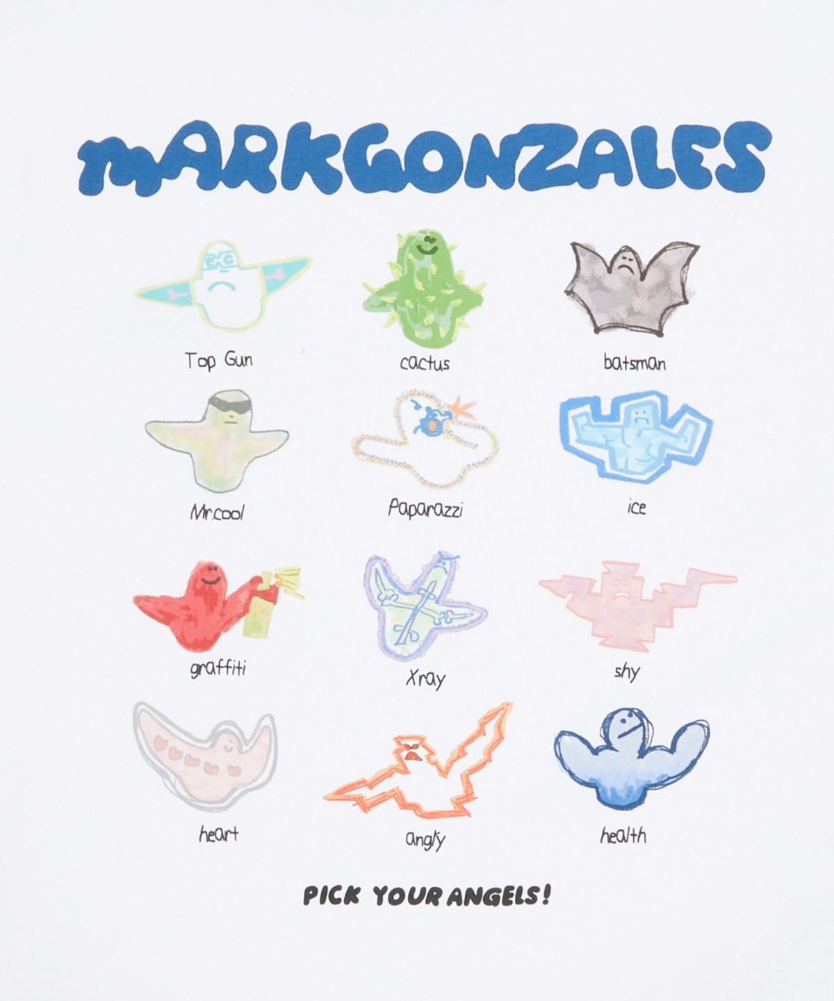 마크곤잘레스(MARK GONZALES) 엔젤 캐릭터즈 반팔 티셔츠 - WHITE