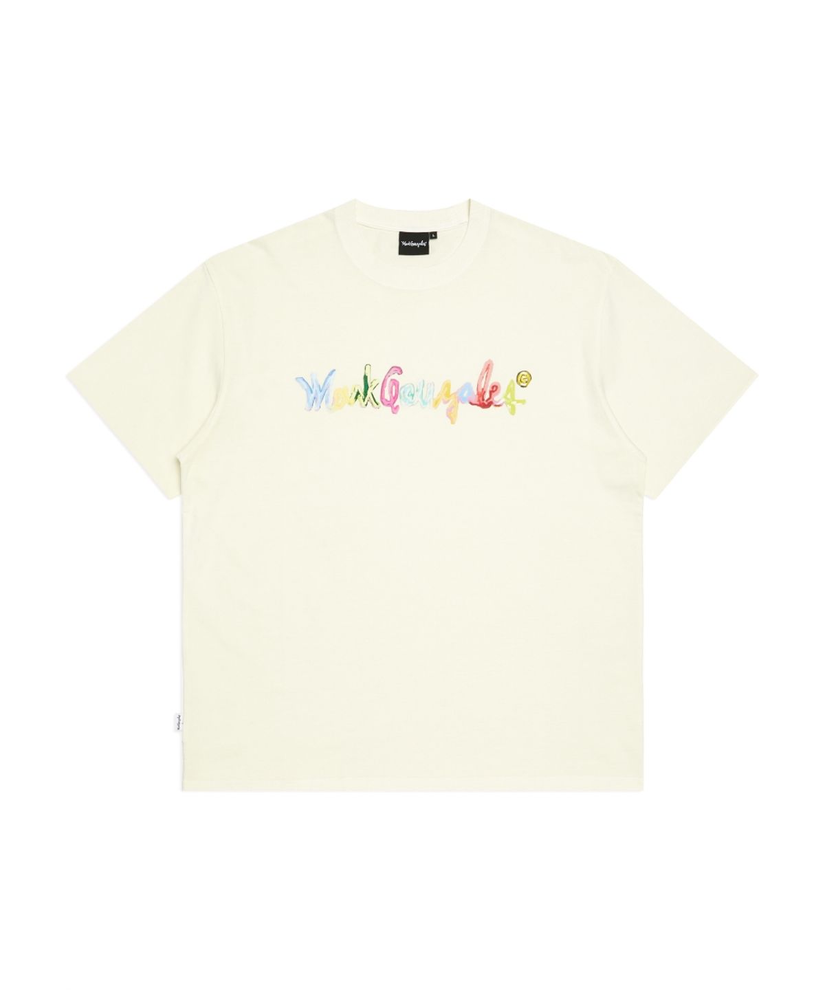마크곤잘레스(MARK GONZALES) 레인보우 사인로고 피그먼트 반팔 티셔츠 - IVORY