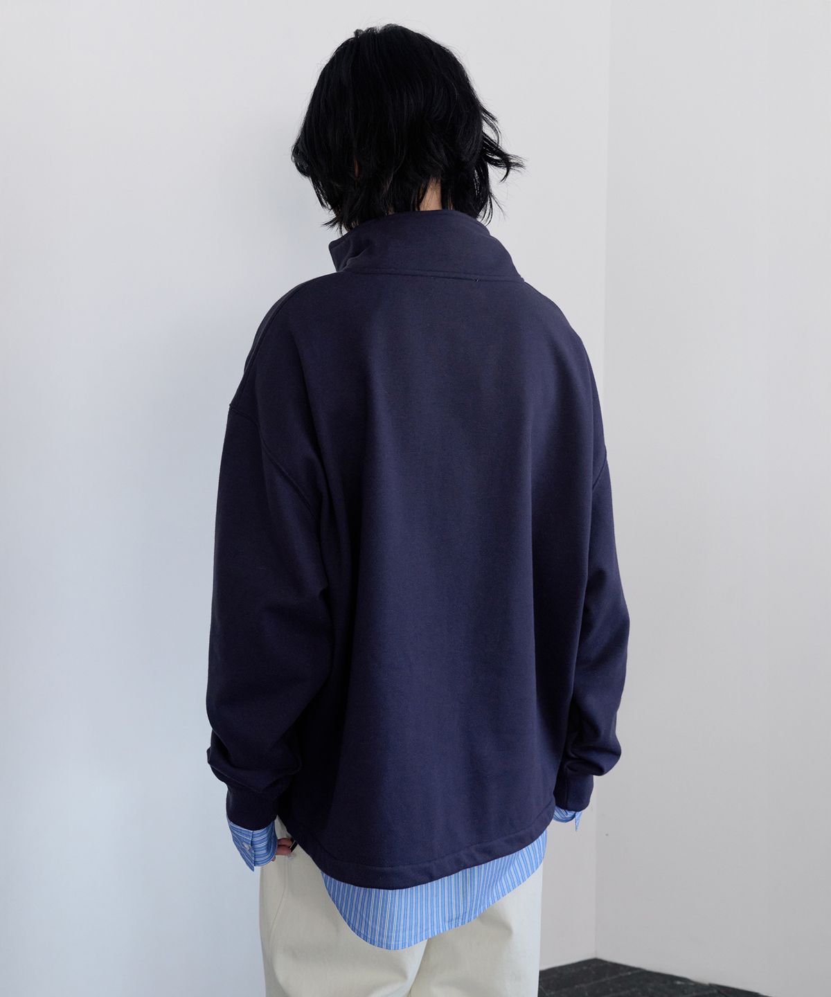 르바(LEVAR) British Half-Zip Sweatshirt - Blueberry Navy