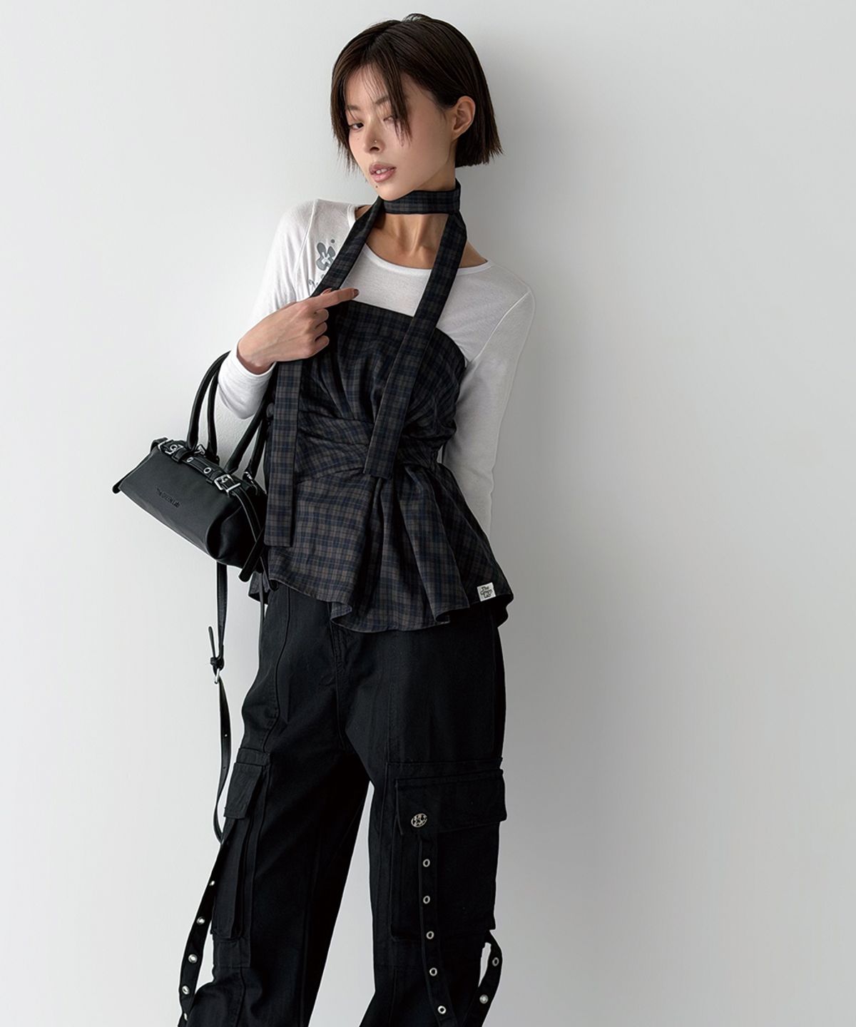 더그린랩(THE GREEN LAB) 벨티드 미니 바게트백 [블랙]