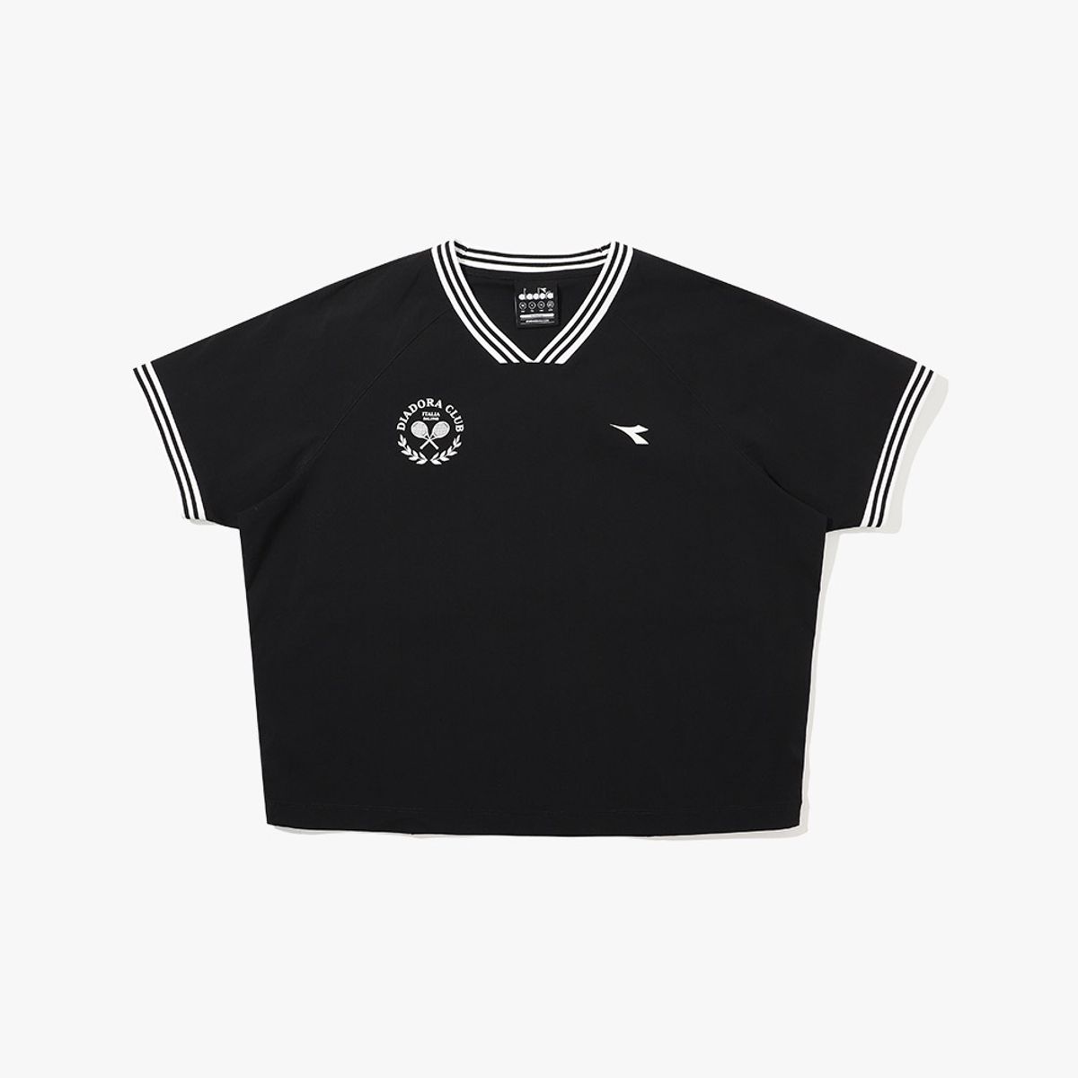 디아도라(diadora) 테니스타 크롭 반팔 피스테 우먼 BLACK