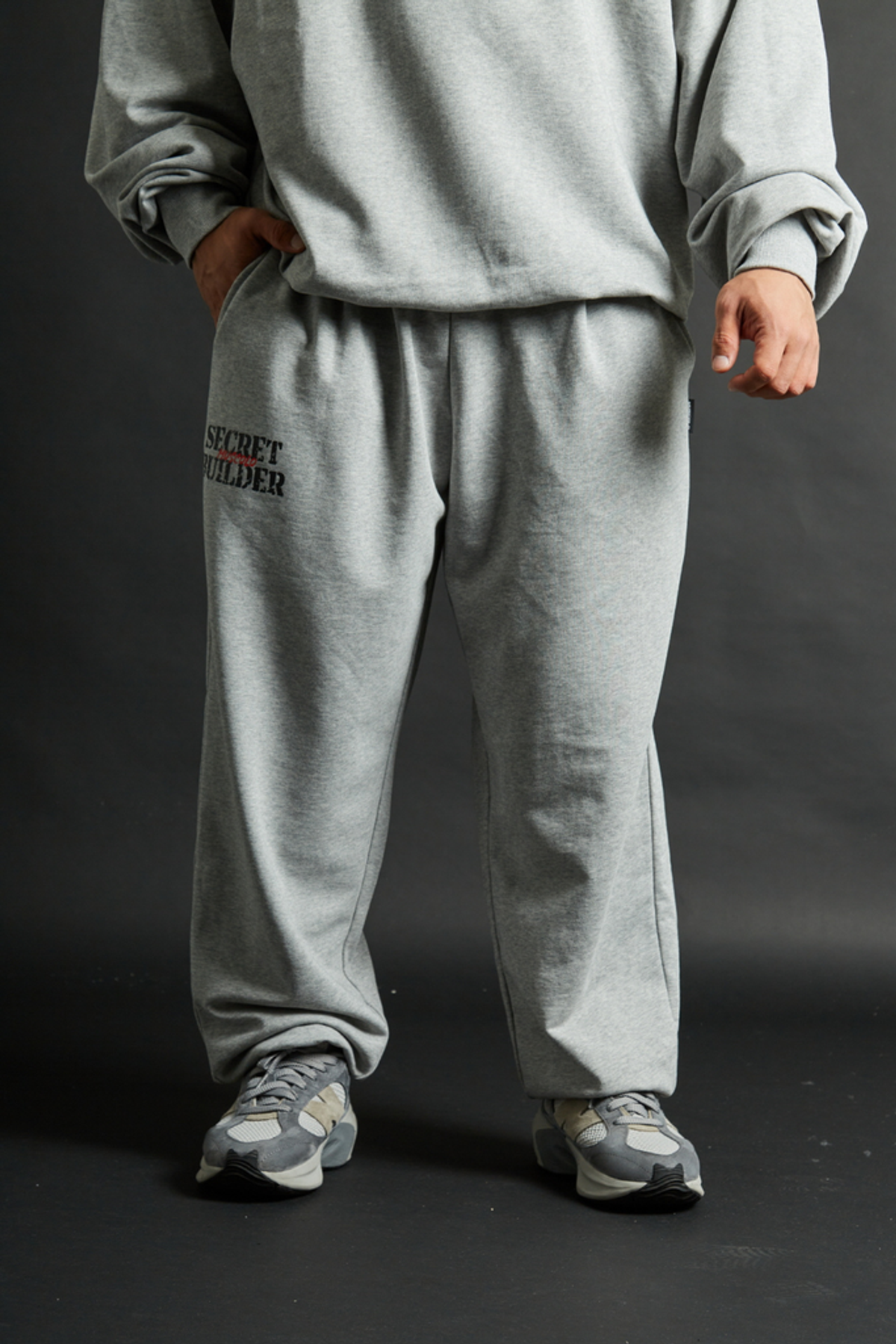 머스콜로(MUSCOLO) 시크릿빌더 에디션 와이드 조거팬츠 - 그레이