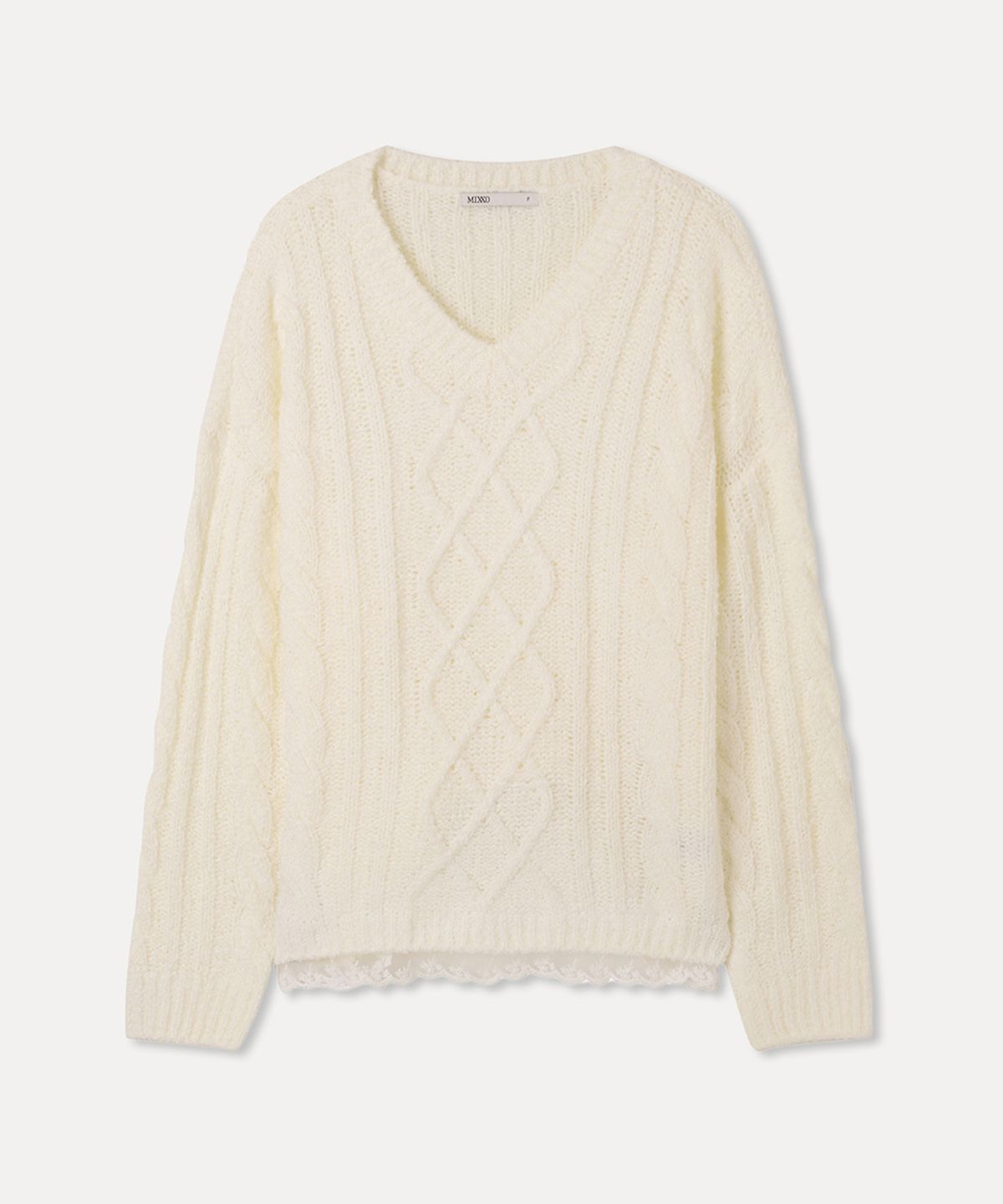 미쏘(MIXXO) V넥 레이스 케이블 풀오버 RE KAG222T_MIWKAG49QT