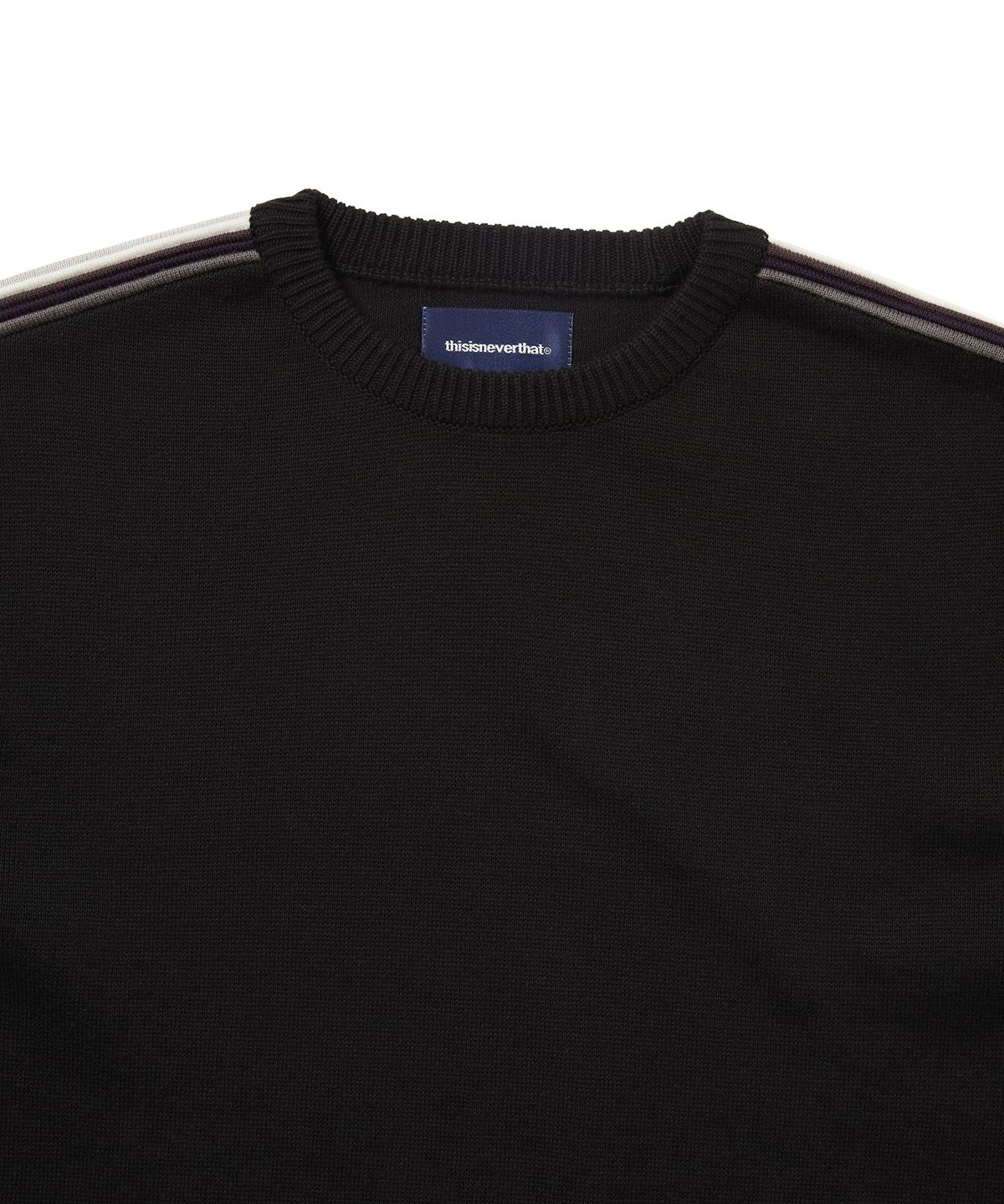 디스이즈네버댓(THISISNEVERTHAT) Striped Sleeve Knit Crew Black