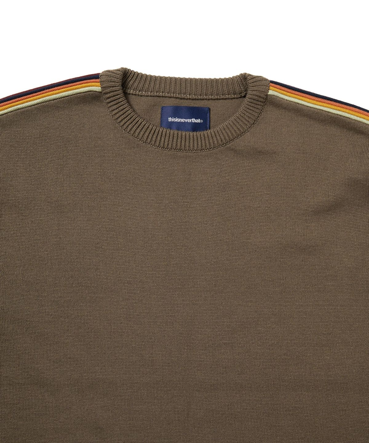 디스이즈네버댓(THISISNEVERTHAT) Striped Sleeve Knit Crew Brown