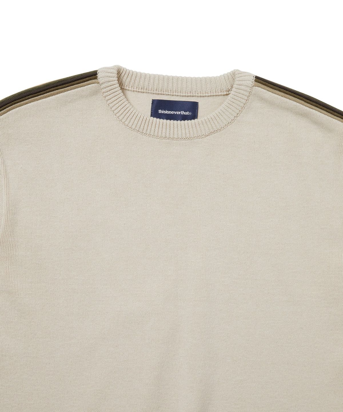 디스이즈네버댓(THISISNEVERTHAT) Striped Sleeve Knit Crew Ivory