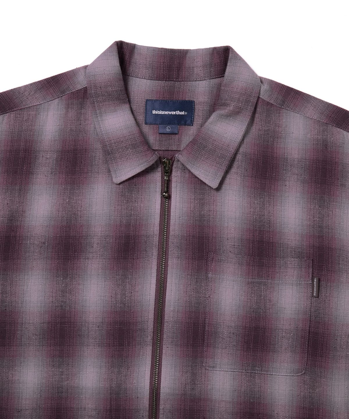 디스이즈네버댓(THISISNEVERTHAT) Nep Check Zip Shirt Burgundy