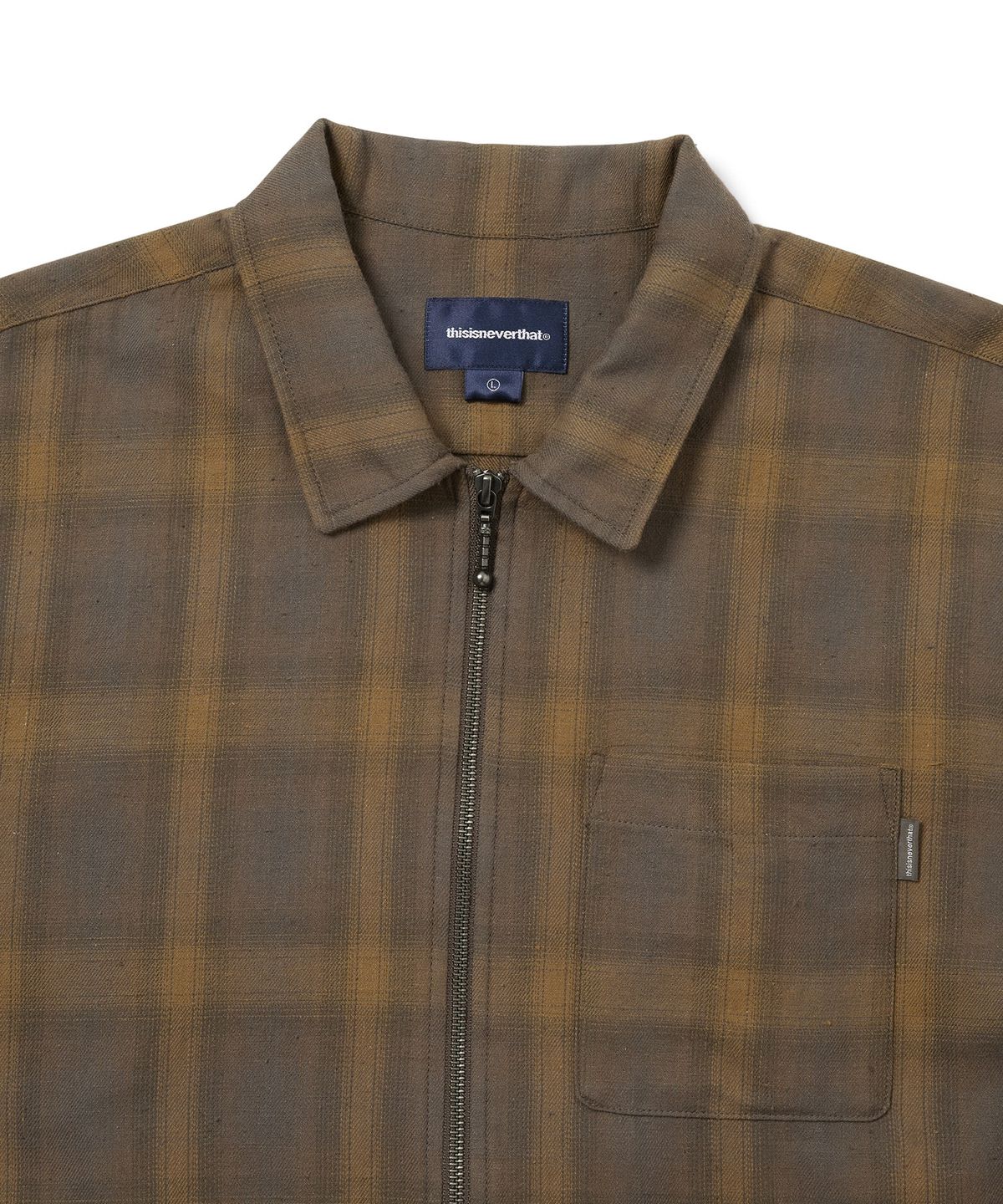 디스이즈네버댓(THISISNEVERTHAT) Nep Check Zip Shirt Brown