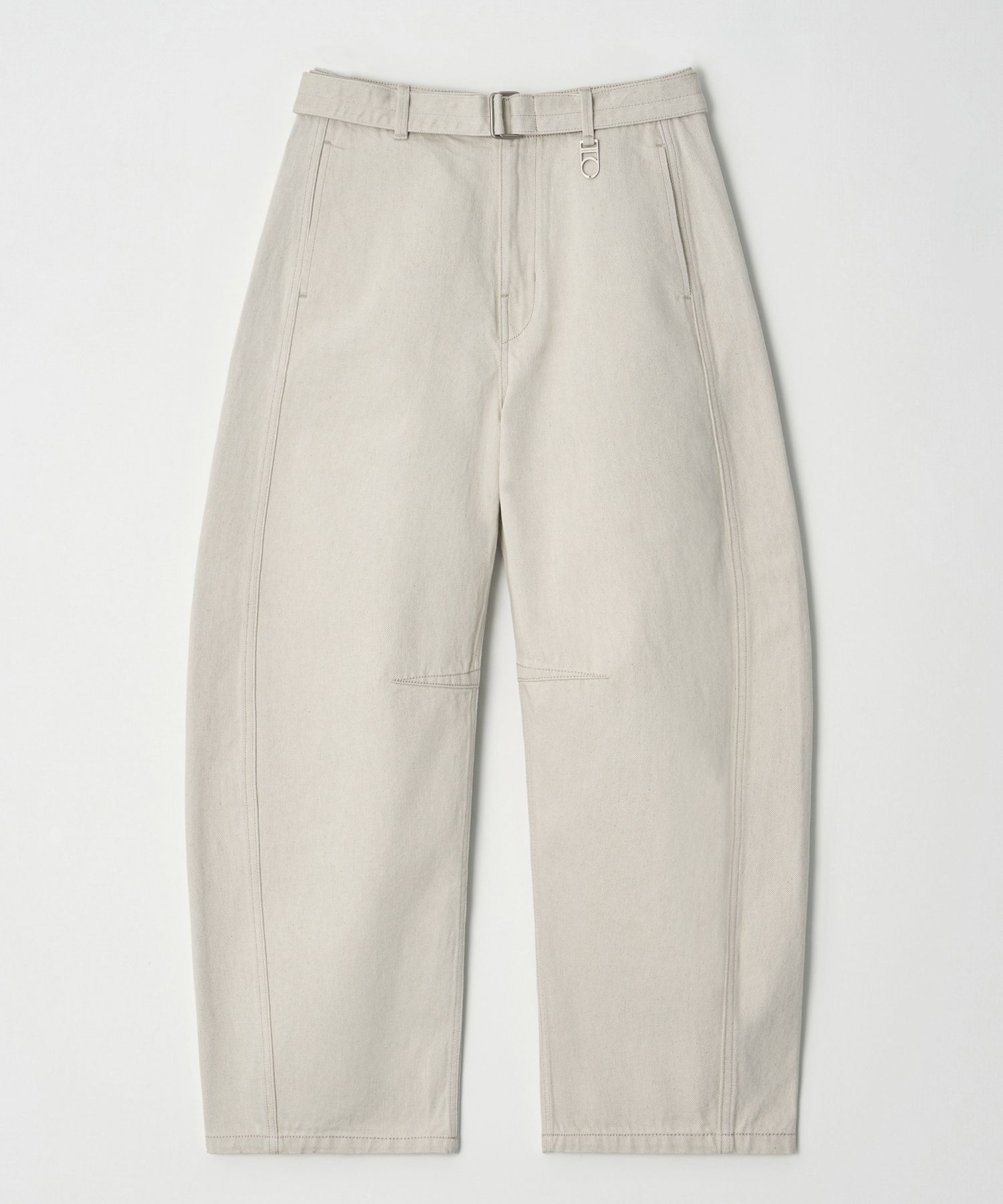 MUSINSA | D:THIRTYONE Belted Wide Curve Denim Pants (Ivory)