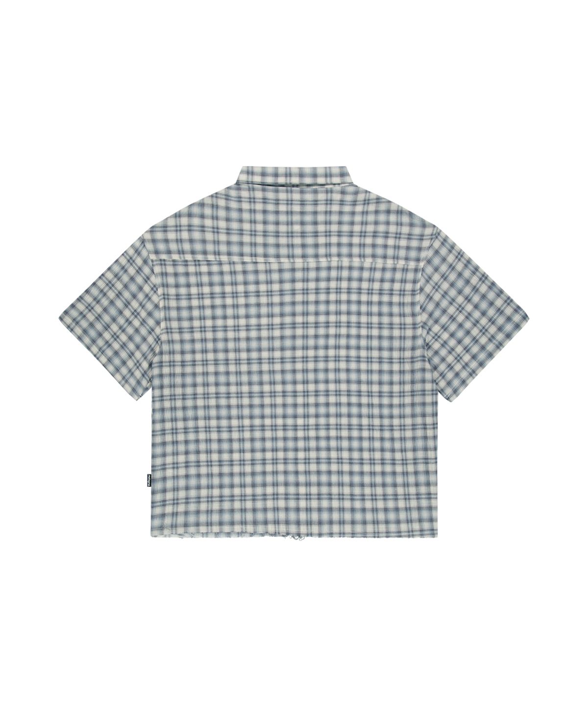 마하그리드(MAHAGRID) CHECK APPLIQUE HALF SHIRT BLUE(MG2GMMW361A)