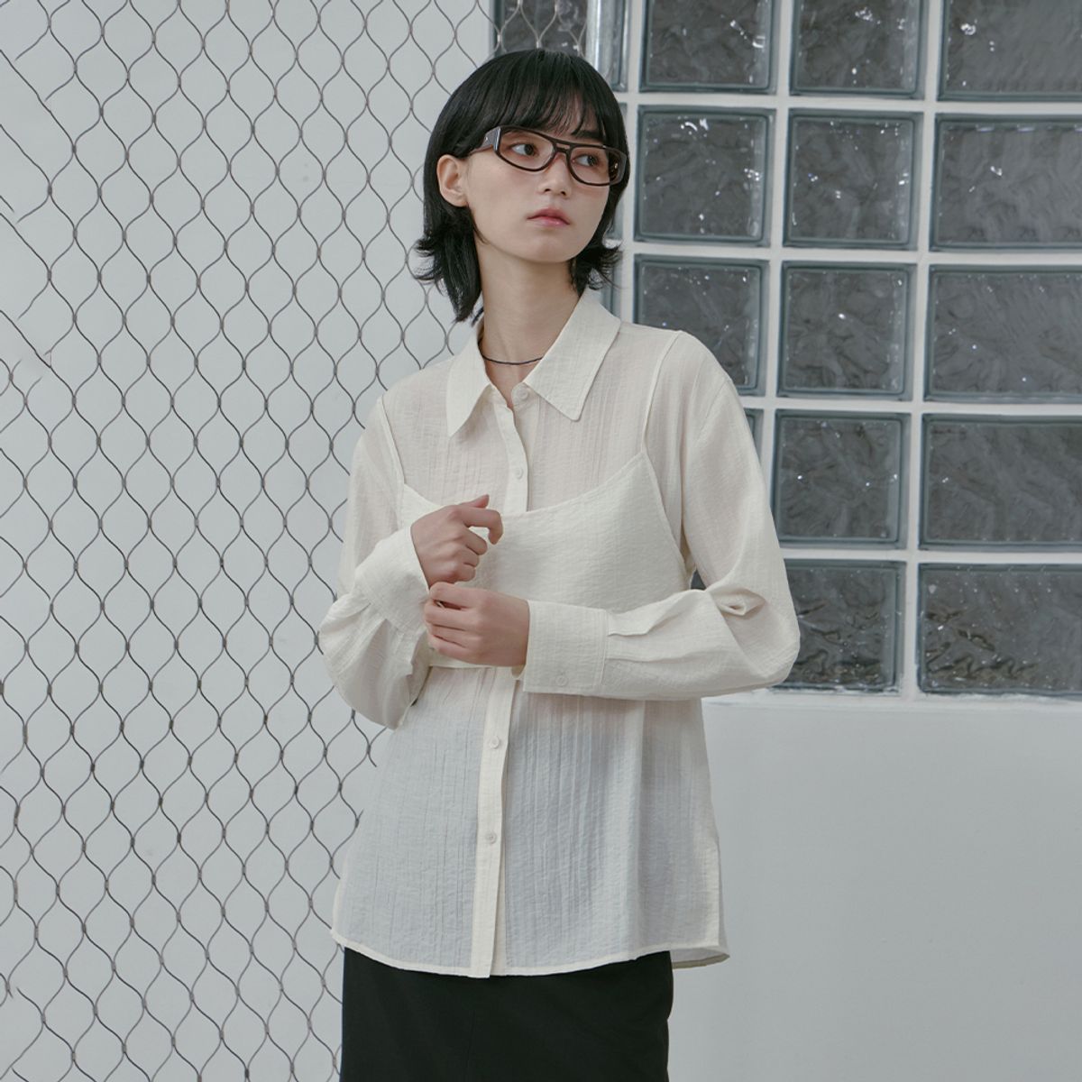 랩(LAP) 뷔스티에 레이어드 블라우스 AS1WB269