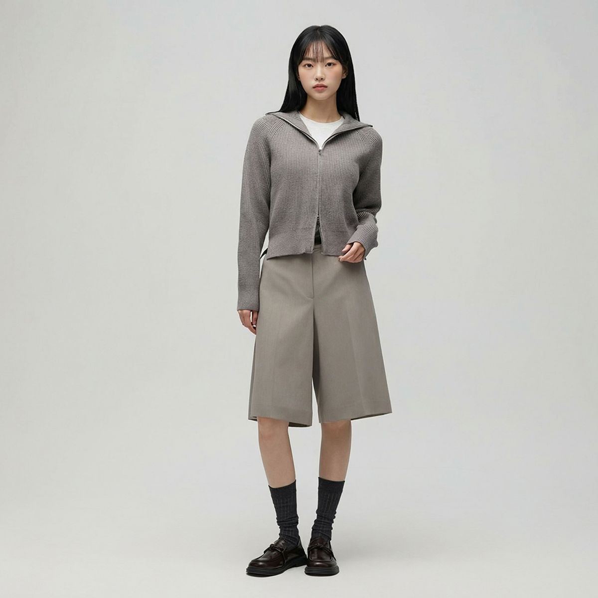 랩(LAP) 배색 레터링 빅카라 집업 AS1KG161