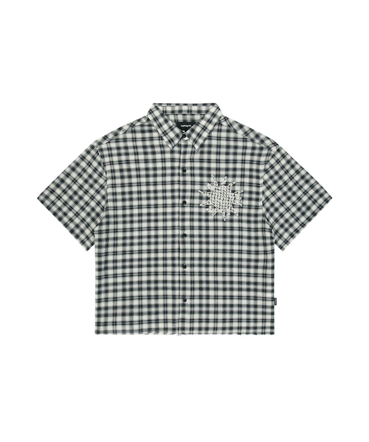마하그리드(MAHAGRID) CHECK APPLIQUE HALF SHIRT BLACK(MG2GMMW361A)