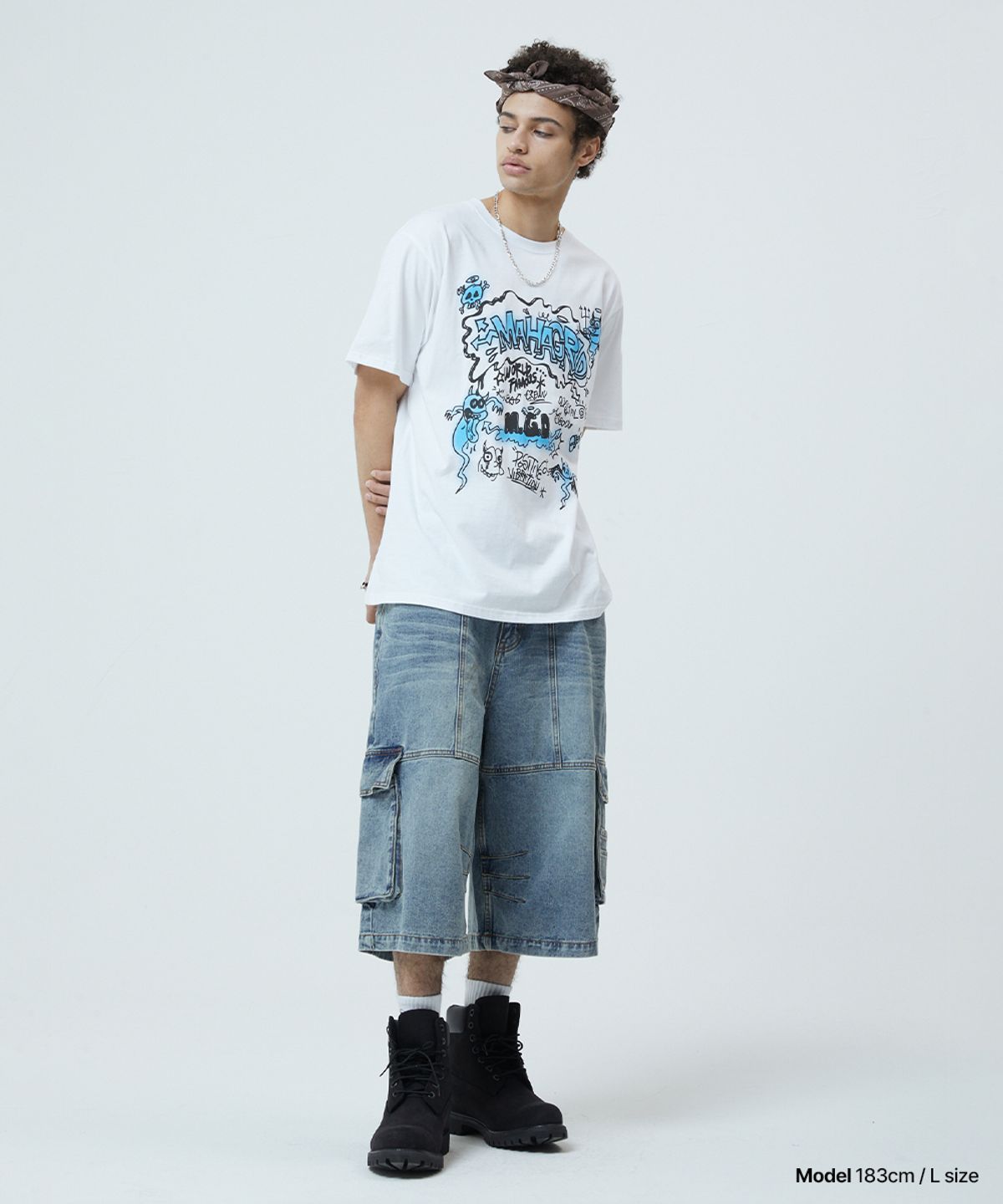 마하그리드(MAHAGRID) BERMUDA CARGO DENIM SHORT LIGHT BLUE(MG2GMMD113A)