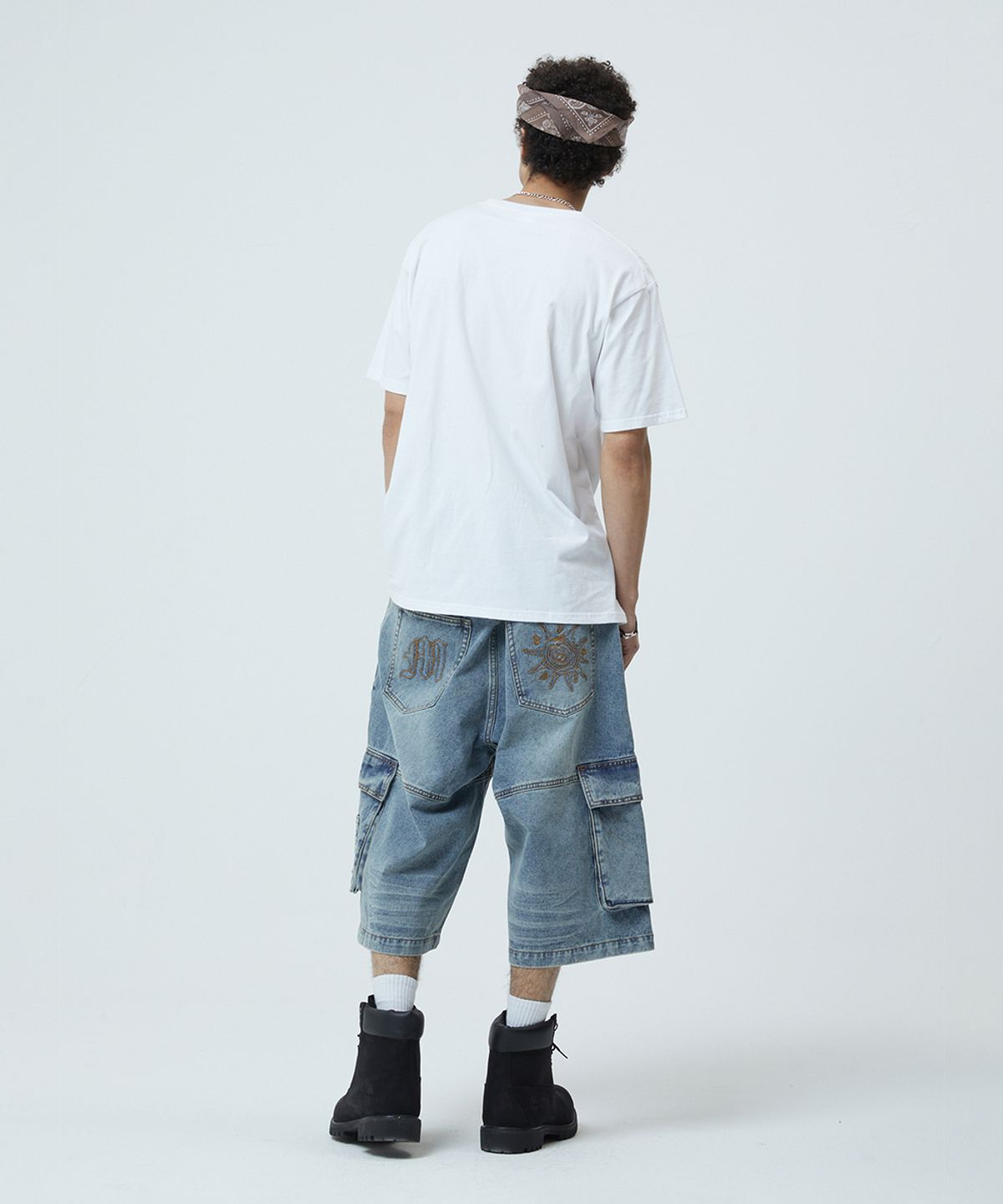 마하그리드(MAHAGRID) BERMUDA CARGO DENIM SHORT LIGHT BLUE(MG2GMMD113A)