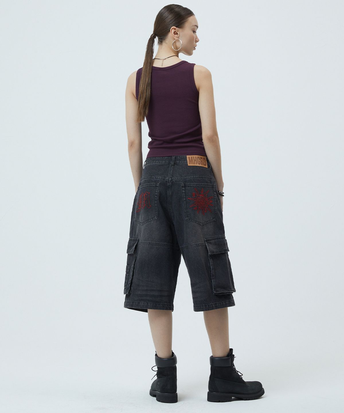 마하그리드(MAHAGRID) BERMUDA CARGO DENIM SHORT BLACK(MG2GMMD113A)