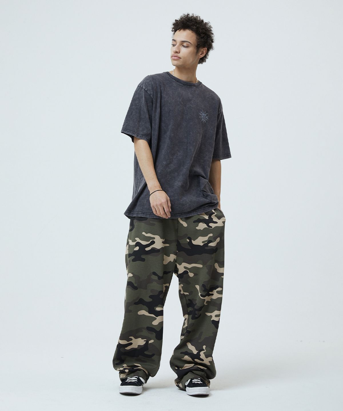 마하그리드(MAHAGRID) WASHED SOLAR APPLIQUE TEE CHARCOAL(MG2GMMT504A)
