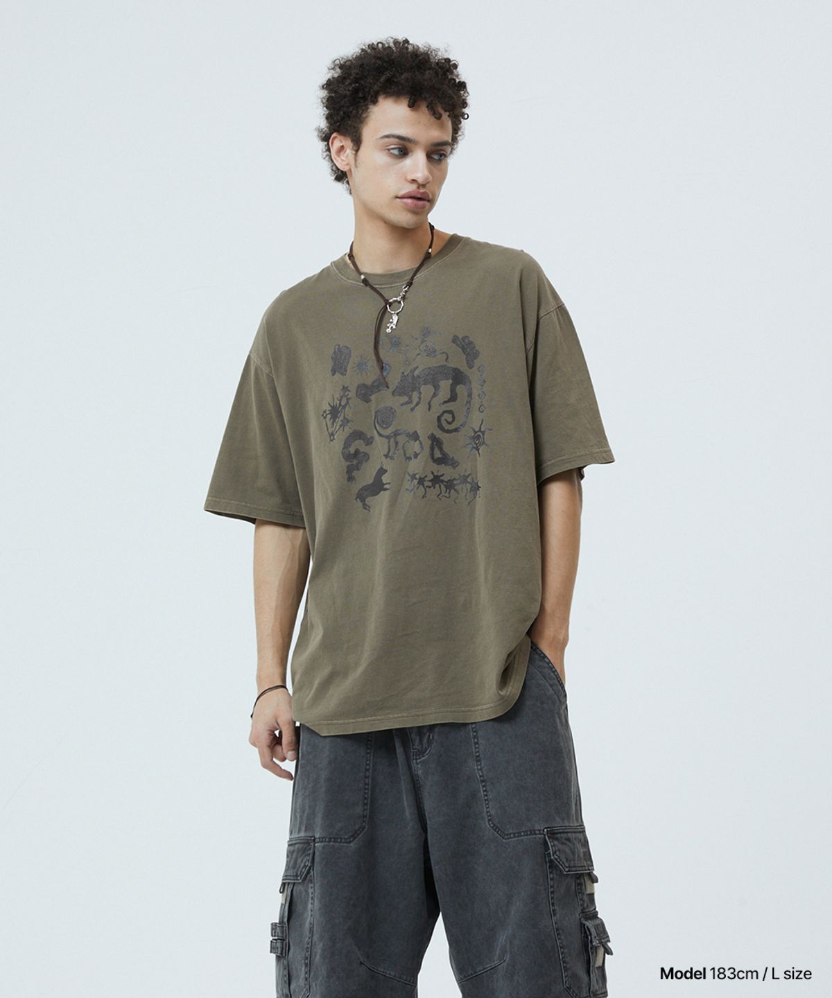 마하그리드(MAHAGRID) PIGMENT CAVES TEE BROWN(MG2GMMT511A)