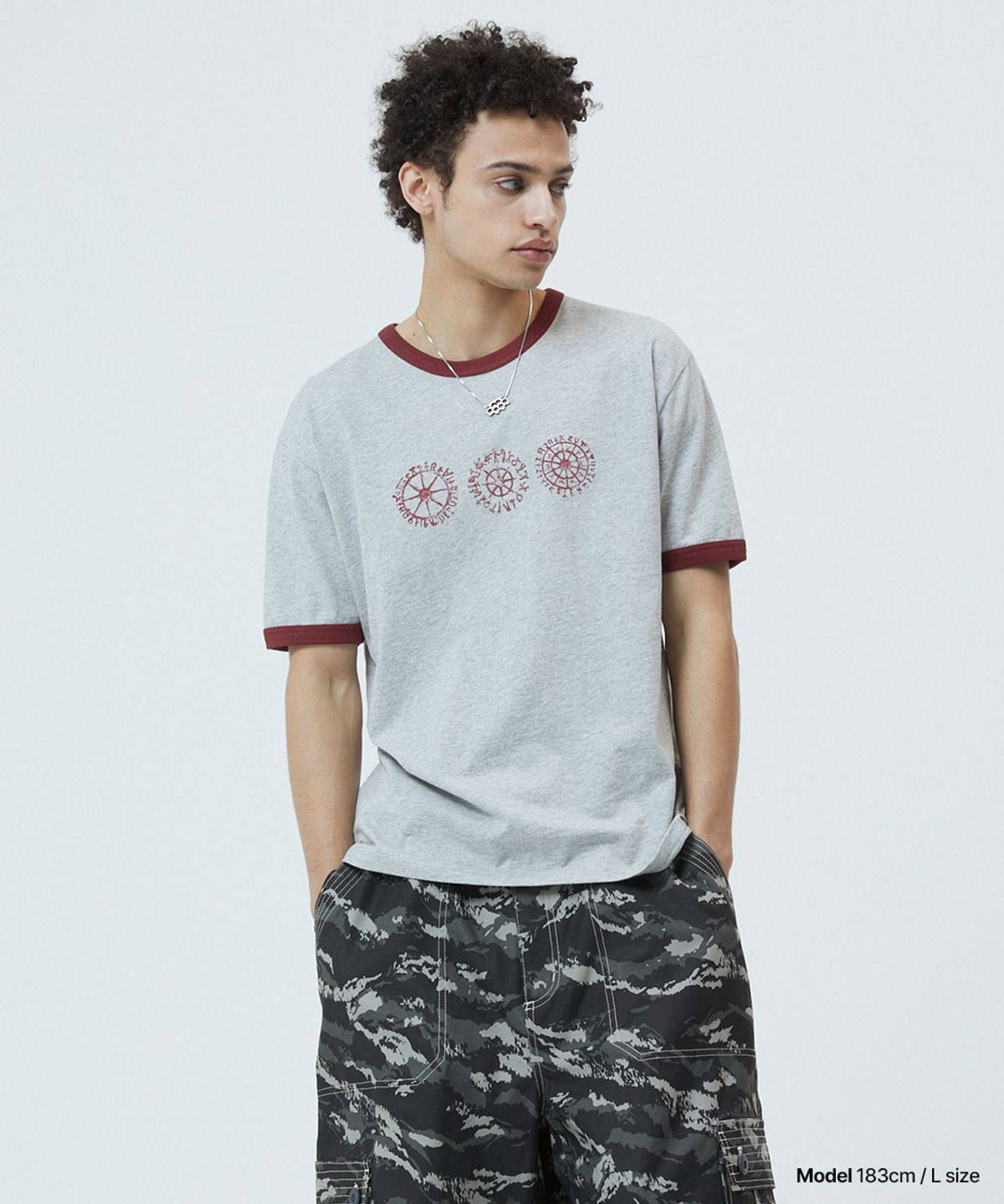 마하그리드(MAHAGRID) SUN LOGOS RINGER TEE GREY(MG2GMMT515A)