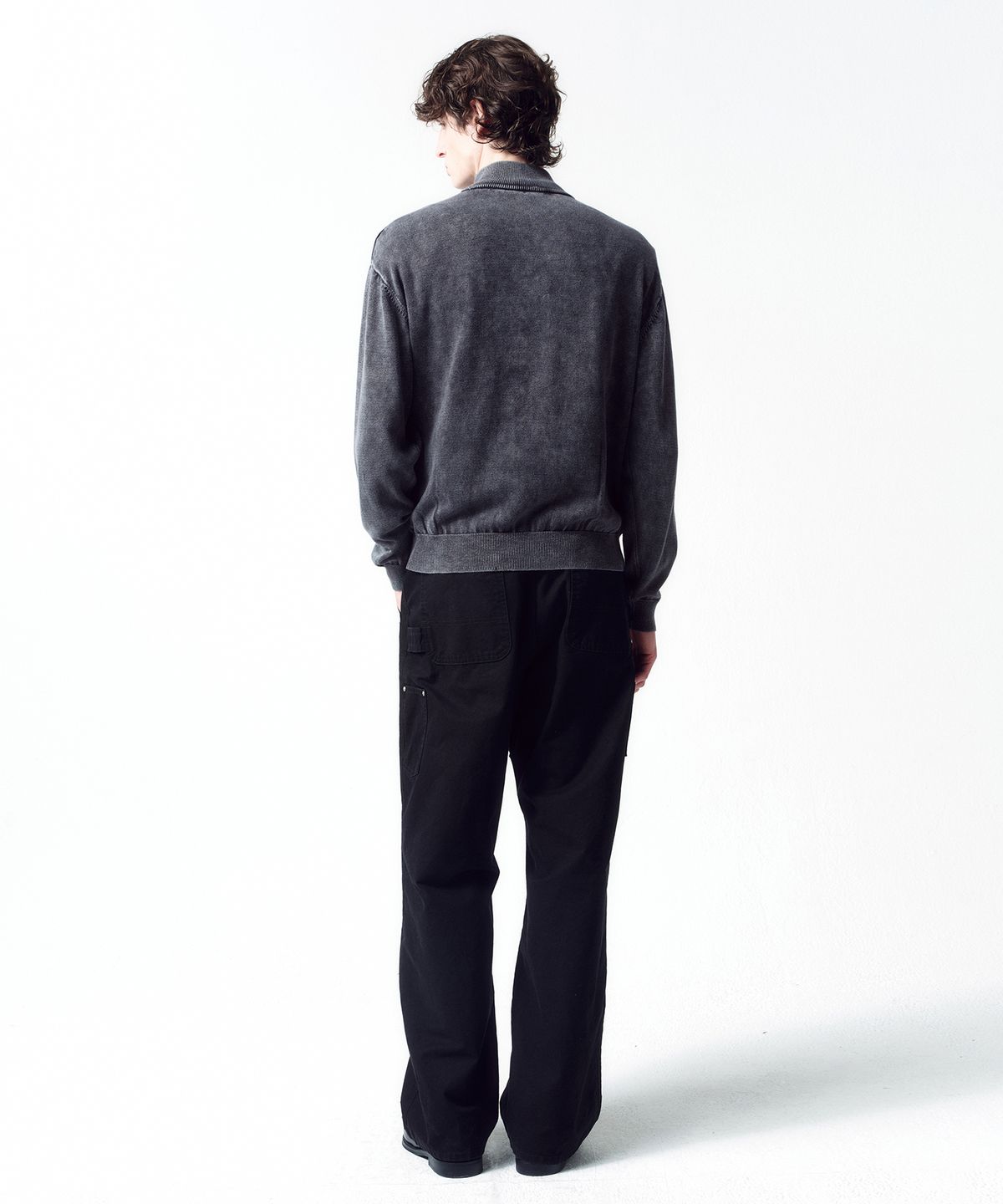 인사일런스(INSILENCE) 스톤 워시드 니트 집업 WASHED GREY