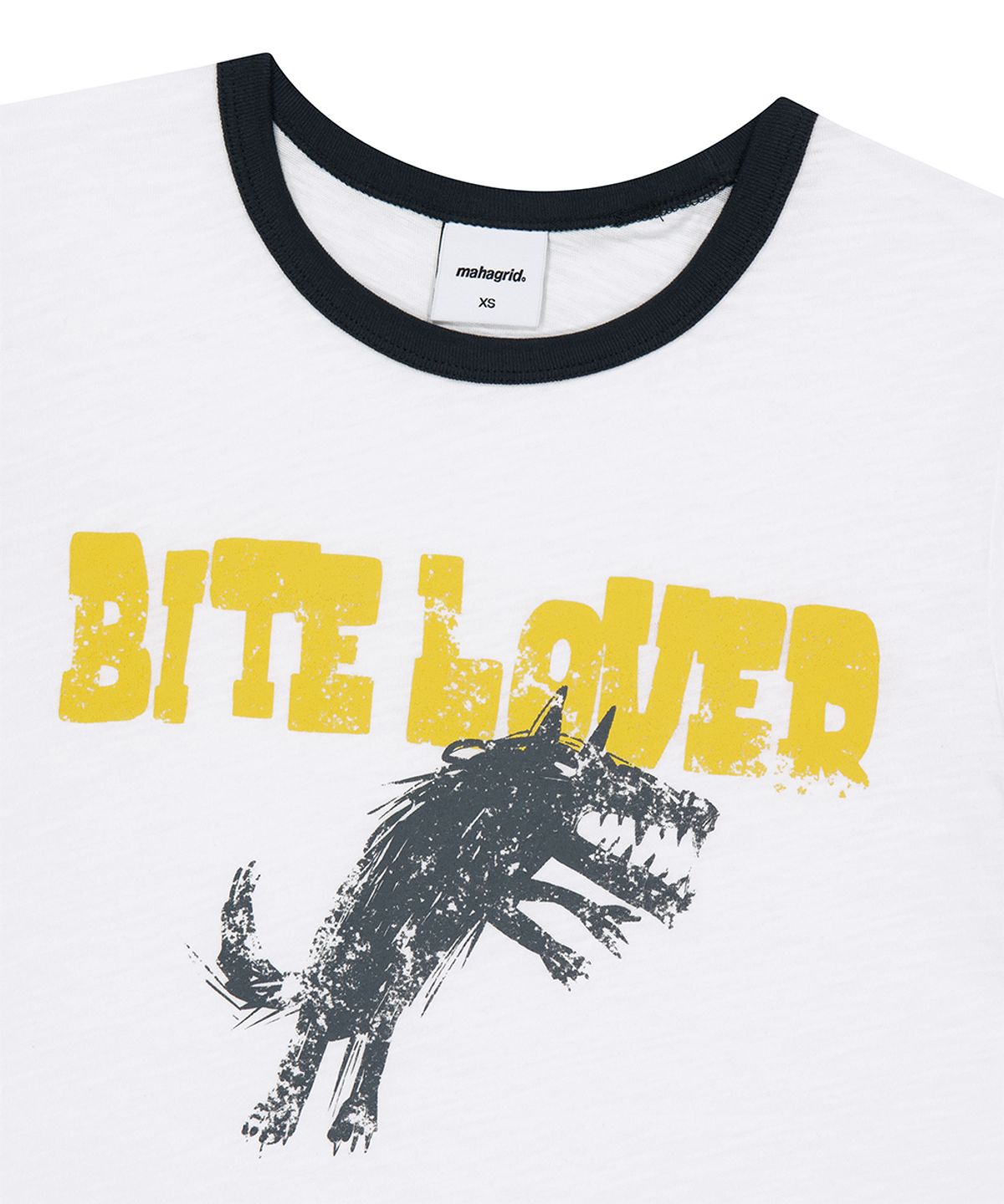 마하그리드(MAHAGRID) BITE LOVER CROP RINGER TEE WHITE(MG2GMFT516A)