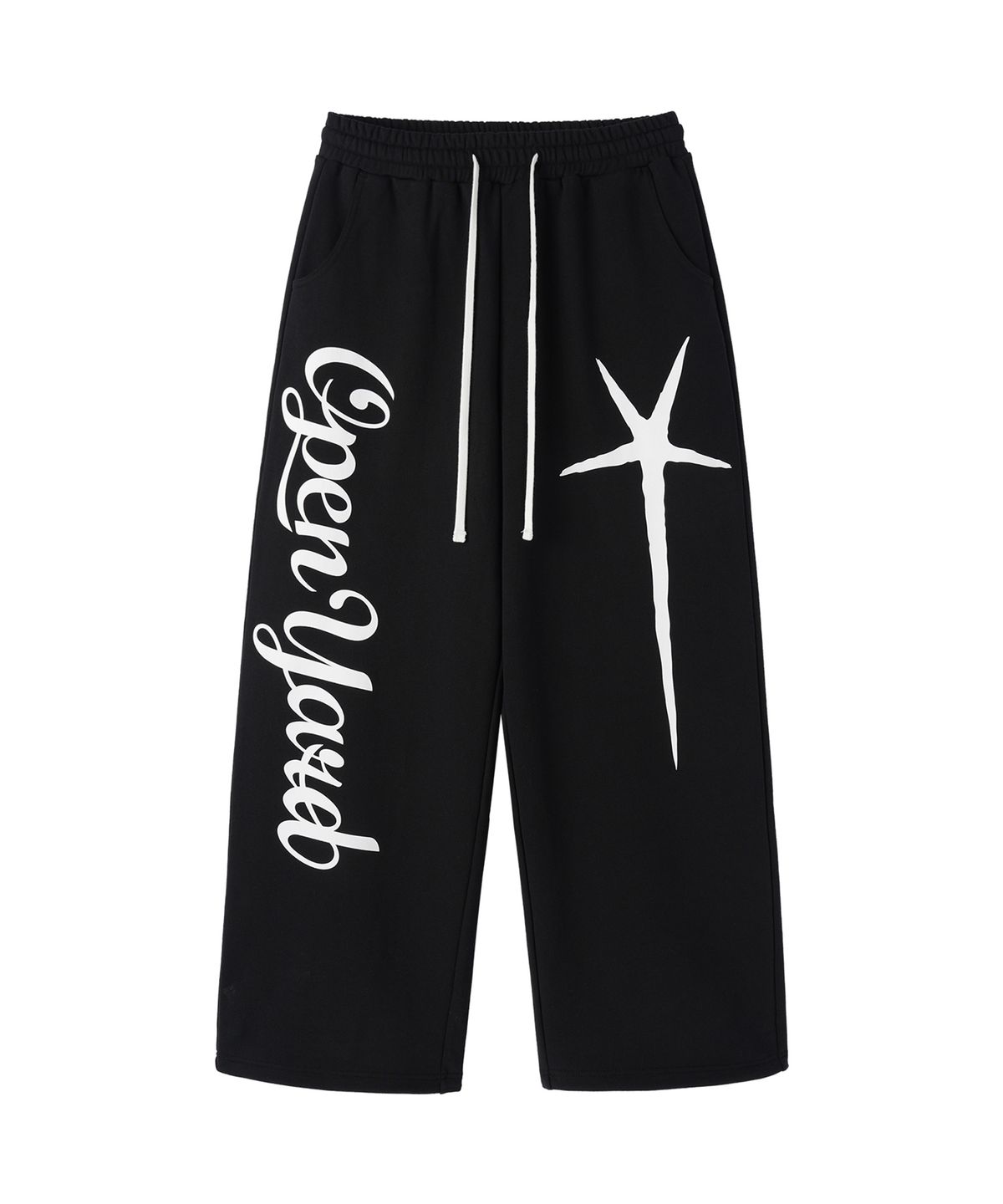 오픈야드(오와이)(OPENYARD(OY)) SCRIPT POPPERS SWEAT PANTS - BLACK