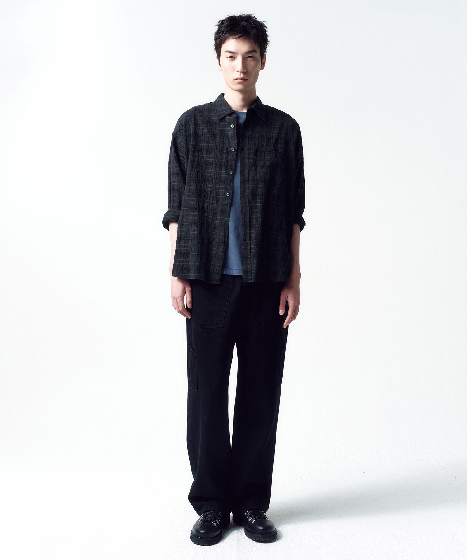 MUSINSA | INSILENCE Garment Dyed Check Shirt CHARCOAL