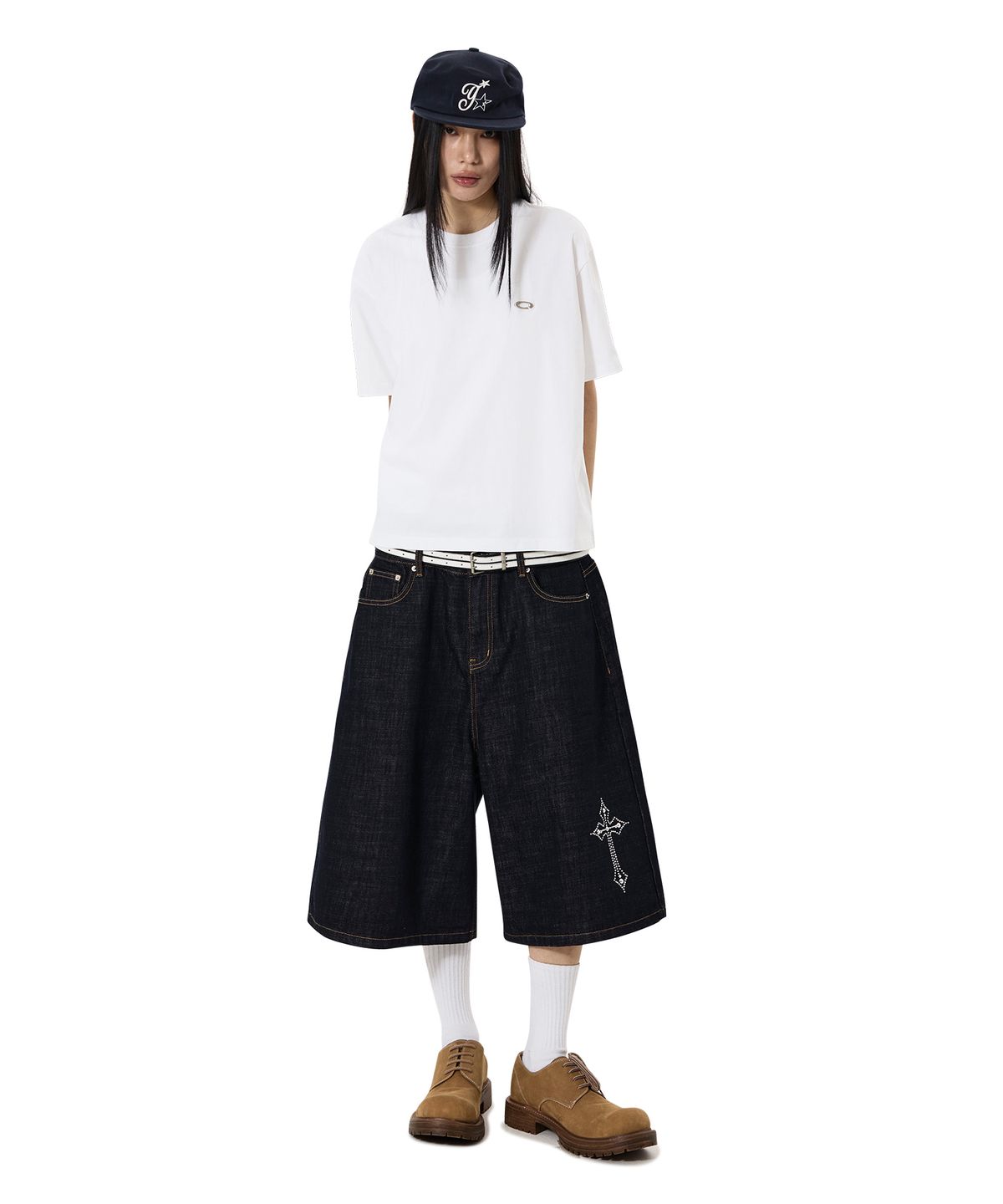 오픈야드(오와이)(OPENYARD(OY)) METAL LOGO CROP TEE - WHITE