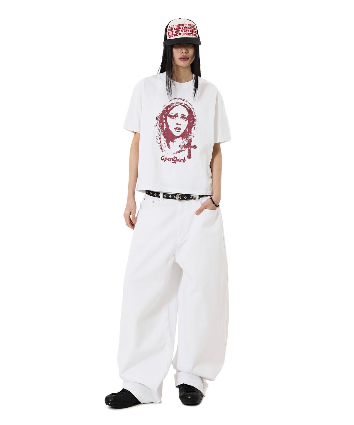 오픈야드(오와이)(OPENYARD(OY)) TEARS OF DIVINE CROP TEE - WHITE