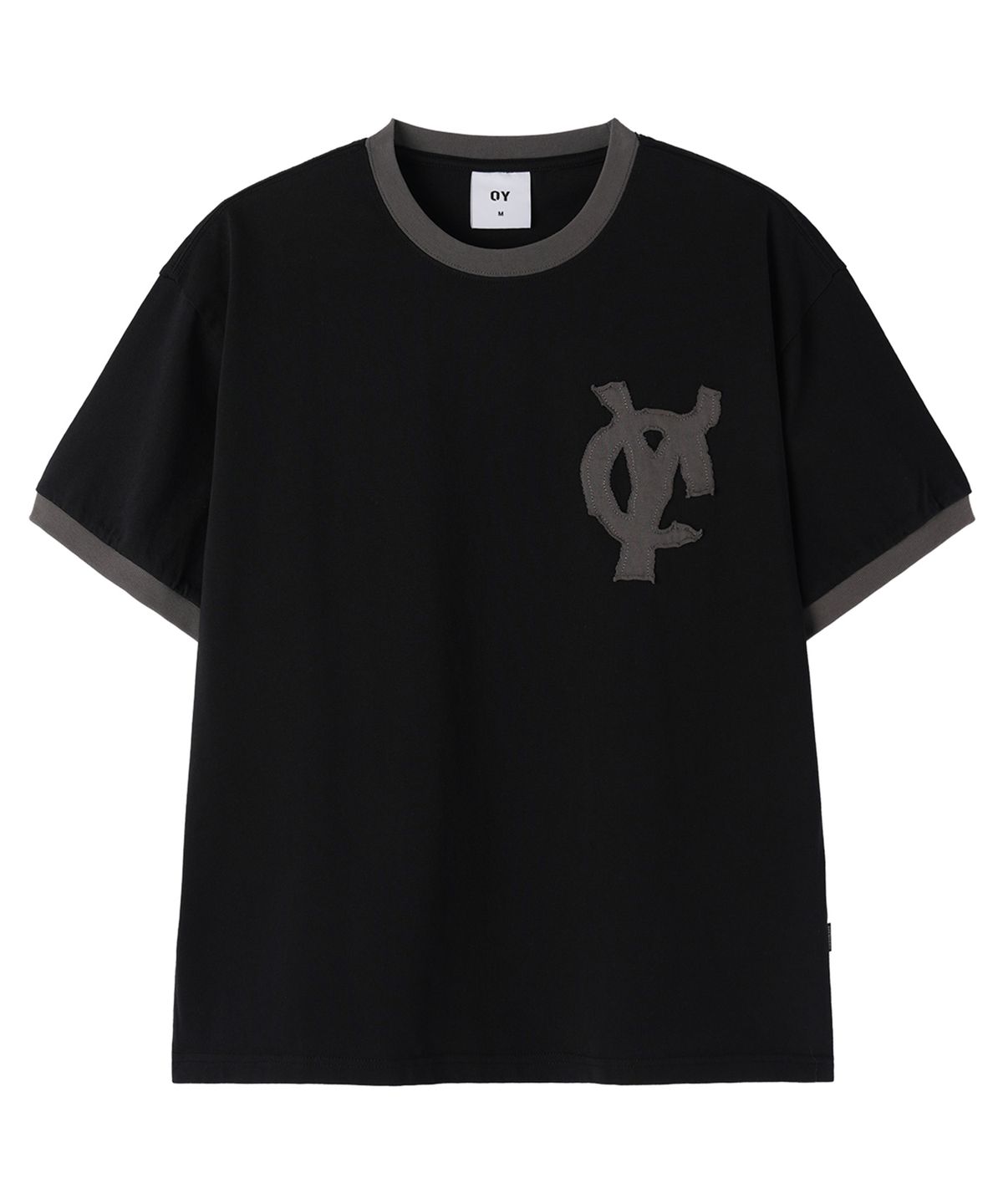 오픈야드(오와이)(OPENYARD(OY)) LOGO PATCH RINGER TEE - BLACK