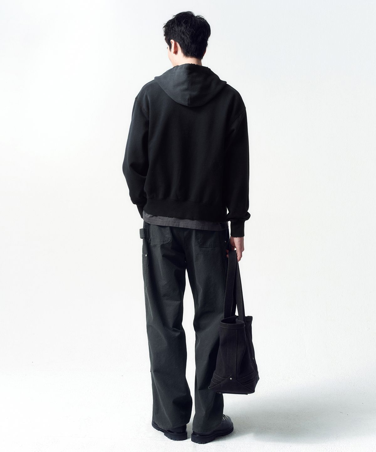 인사일런스(INSILENCE) 디스트레스드 빈티지 집업 후디 WASHED BLACK