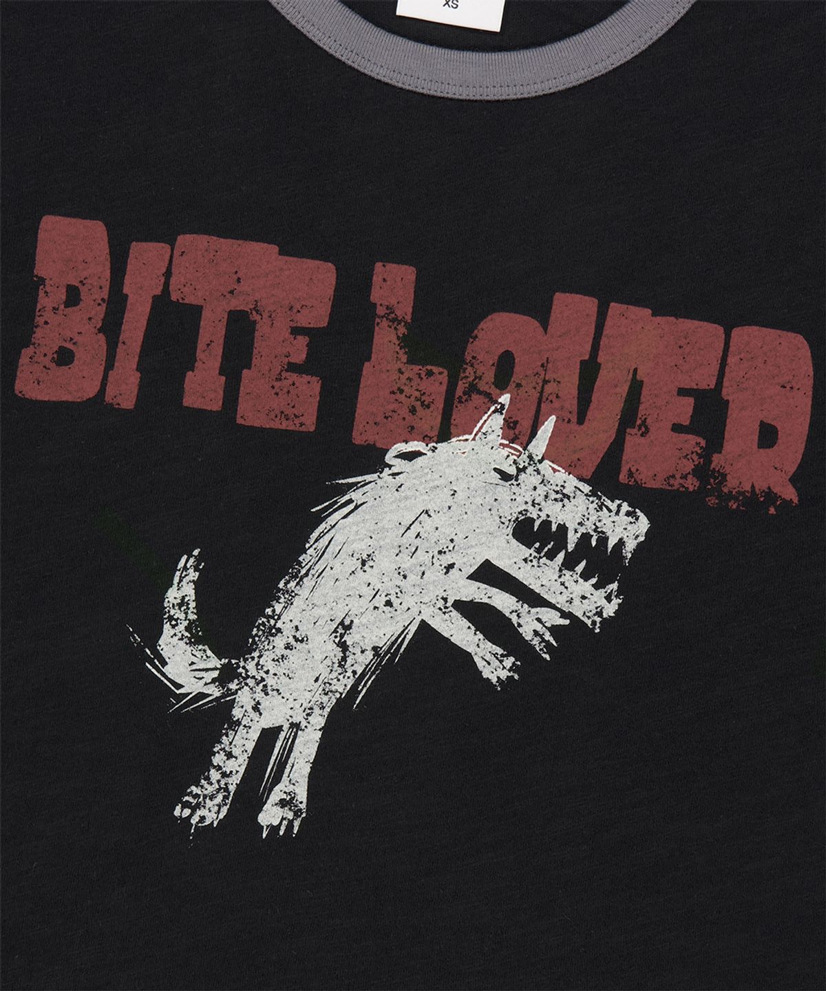 마하그리드(MAHAGRID) BITE LOVER CROP RINGER TEE BLACK(MG2GMFT516A)