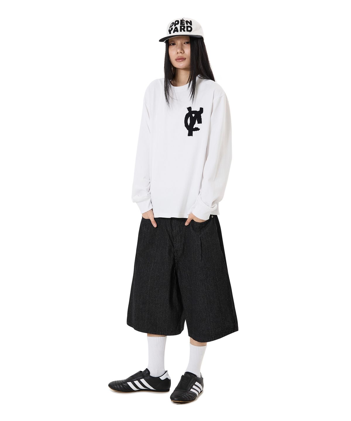 오픈야드(오와이)(OPENYARD(OY)) LOGO PATCH L/S TEE - WHITE