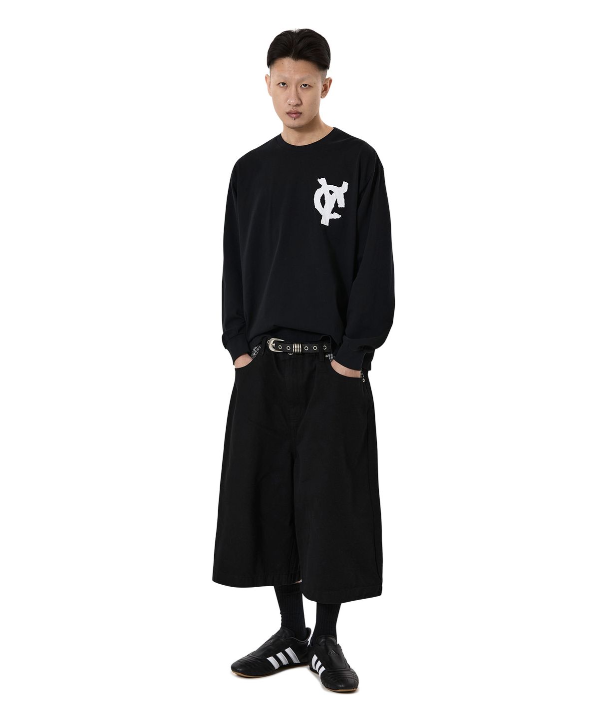 오픈야드(오와이)(OPENYARD(OY)) LOGO PATCH L/S TEE - BLACK