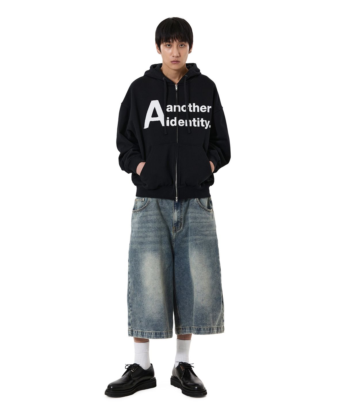 오픈야드(오와이)(OPENYARD(OY)) A IDENTITY HOODIE ZIP UP - BLACK